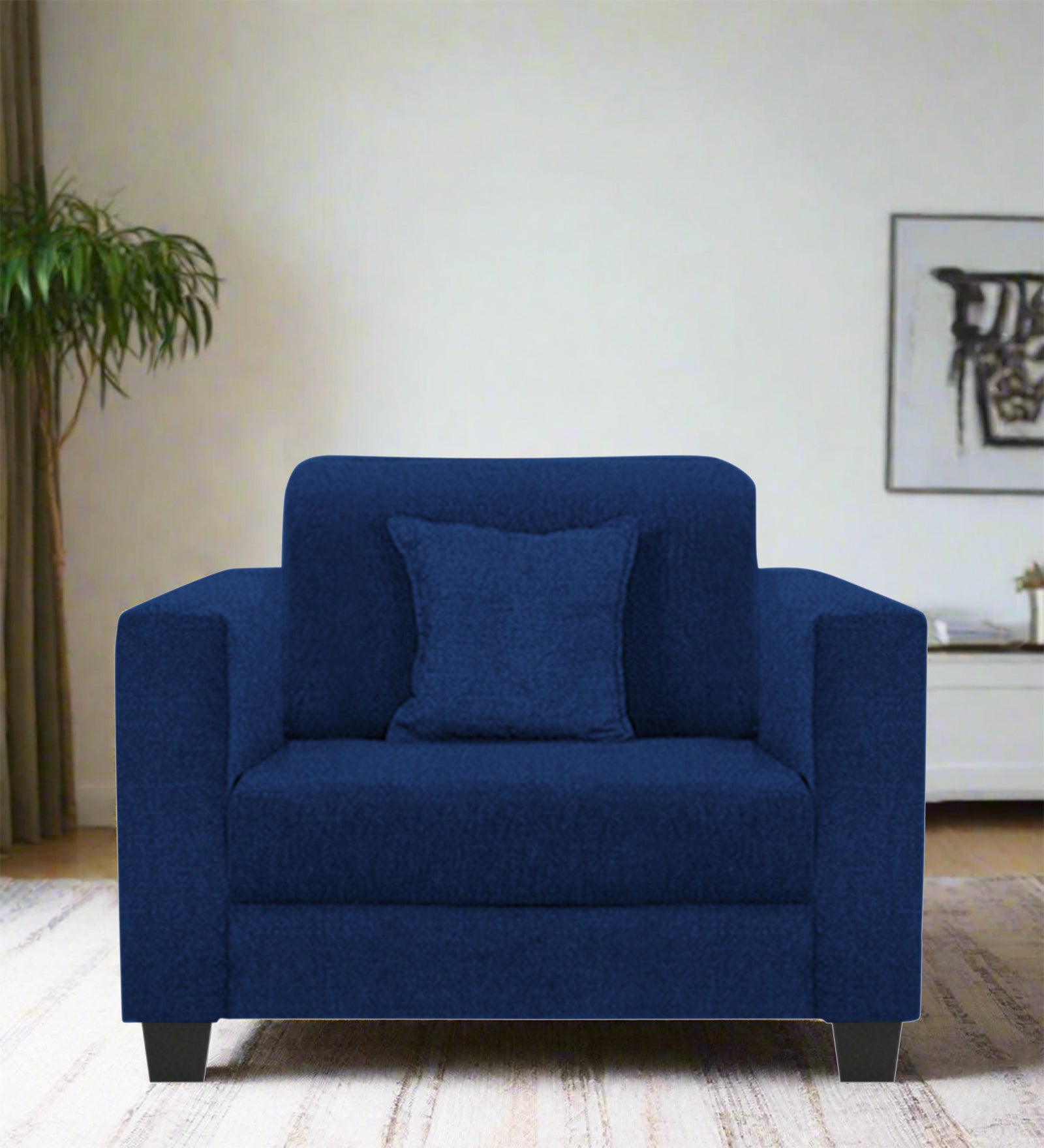 Nebula Fabric 1 Seater Sofa In Royal Blue Colour - Febonic Living