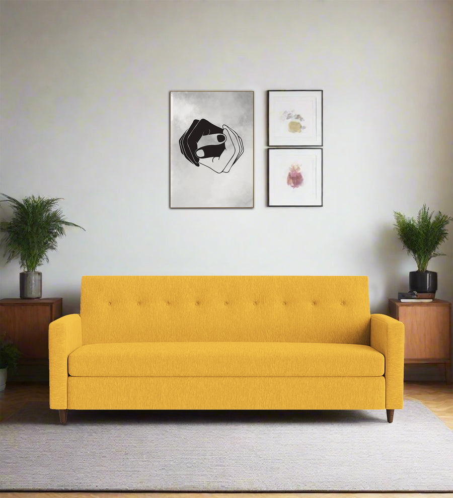 Timon  2 Seater Fabric Sofa - Bold Yellow by Febonic Living
