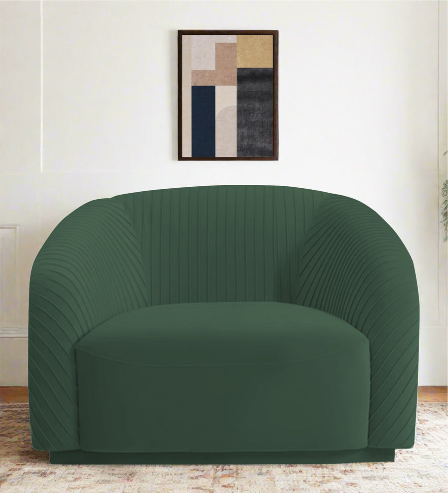 Yara  1 Seater Velvet Fabric Sofa - Amazon Green by Febonic Living