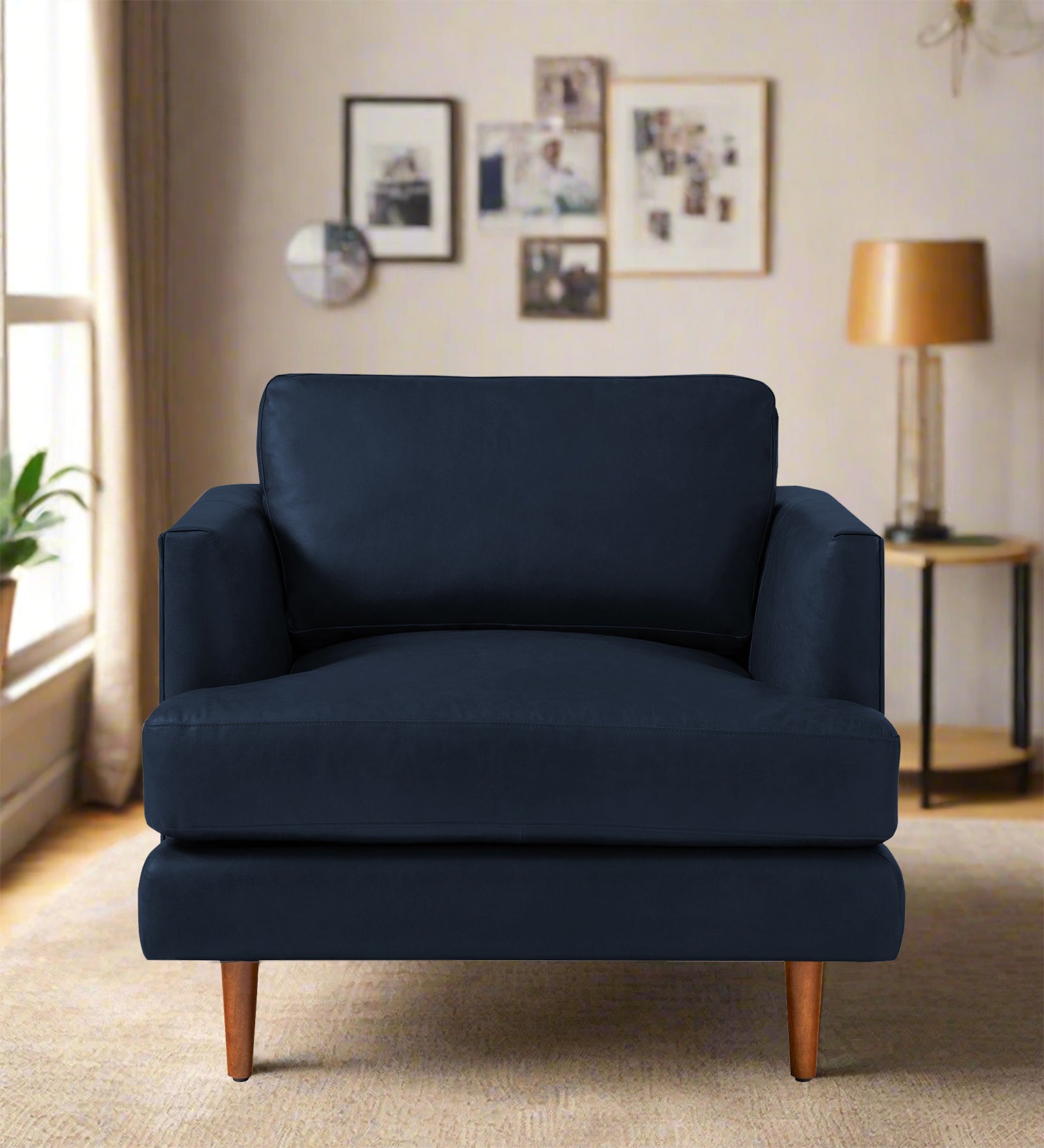 Sterio Leatherette 1 Seater Sofa In  Berry Blue Colour - Febonic Living