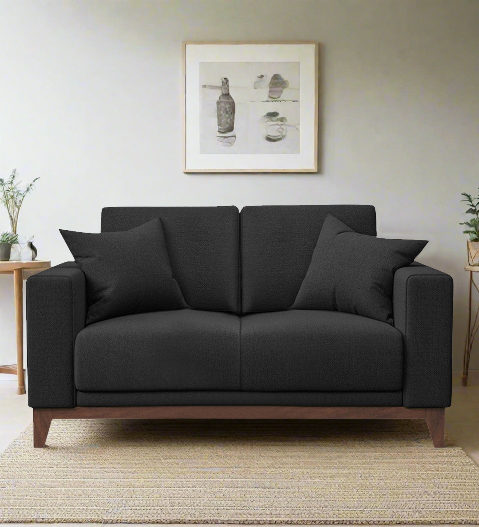 Luca Fabric 2 Seater Sofa in Bitter Black Colour