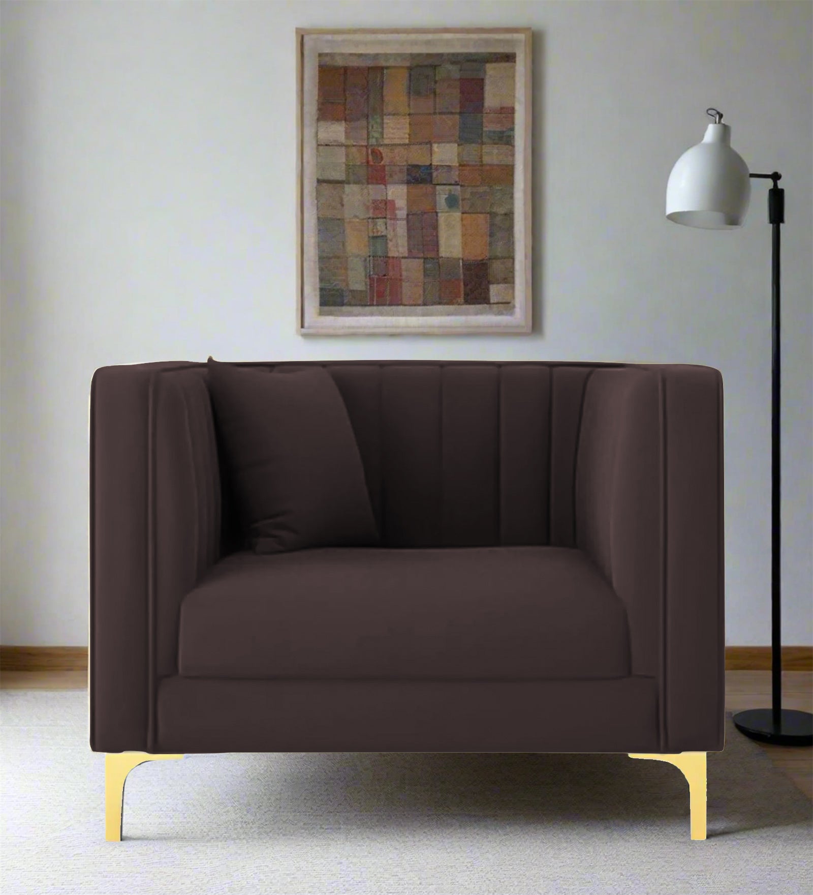 Saban Velvet 1 Seater Sofa in Mocha Brown Colour - Febonic Living