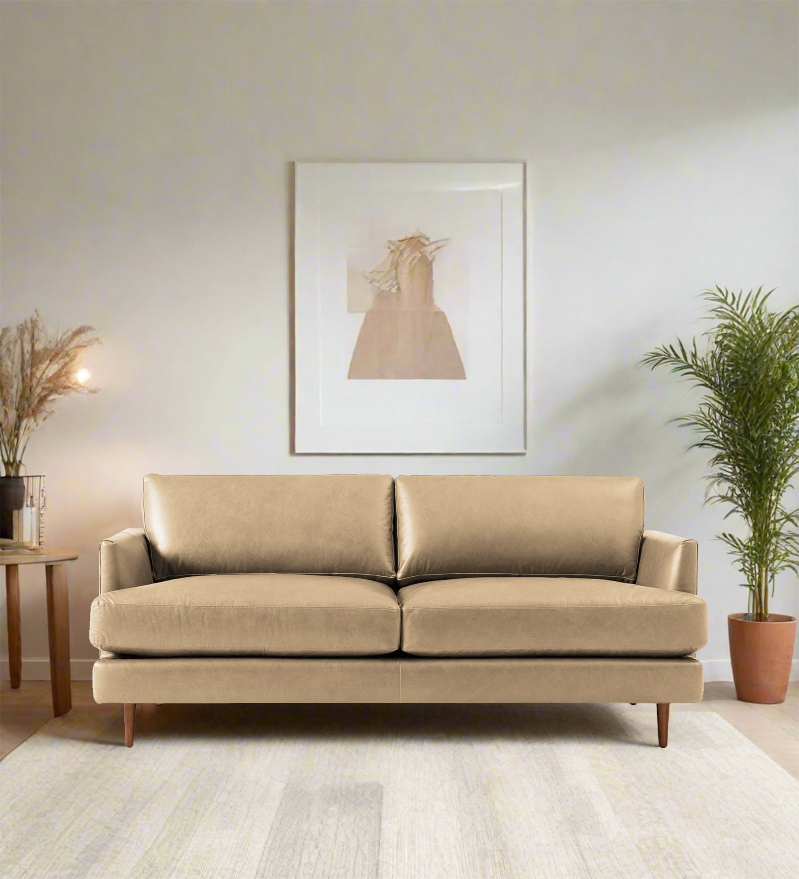 Sterio Leatherette 2 Seater Sofa In Corn Beige Colour - Febonic Living