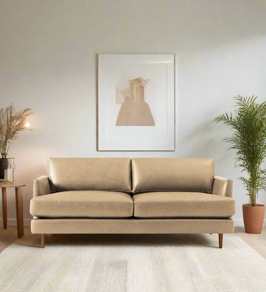Sterio  2 Seater Leatherette Sofa - Corn Beige by Febonic Living