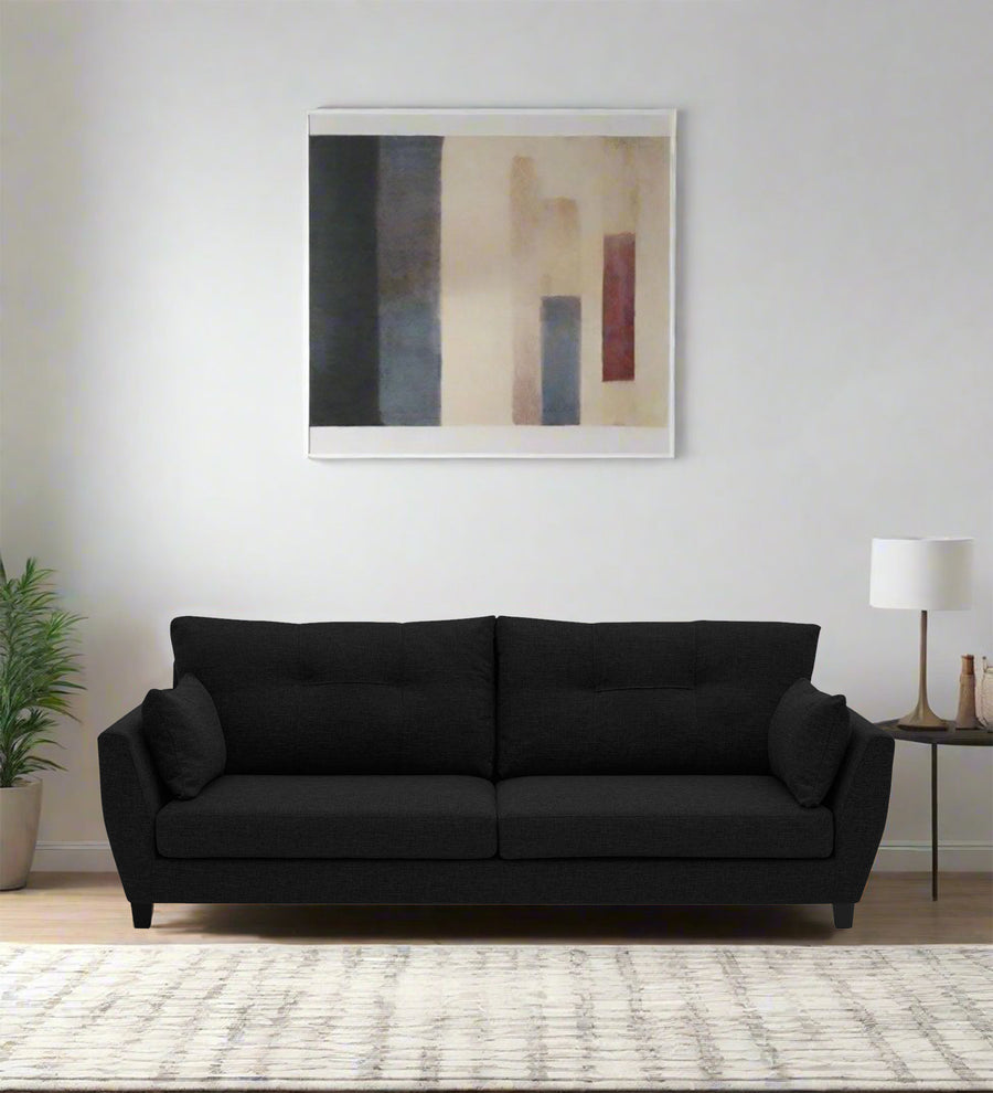 Mario 3 Seater Fabric Sofa - Zed Black by Febonic Living