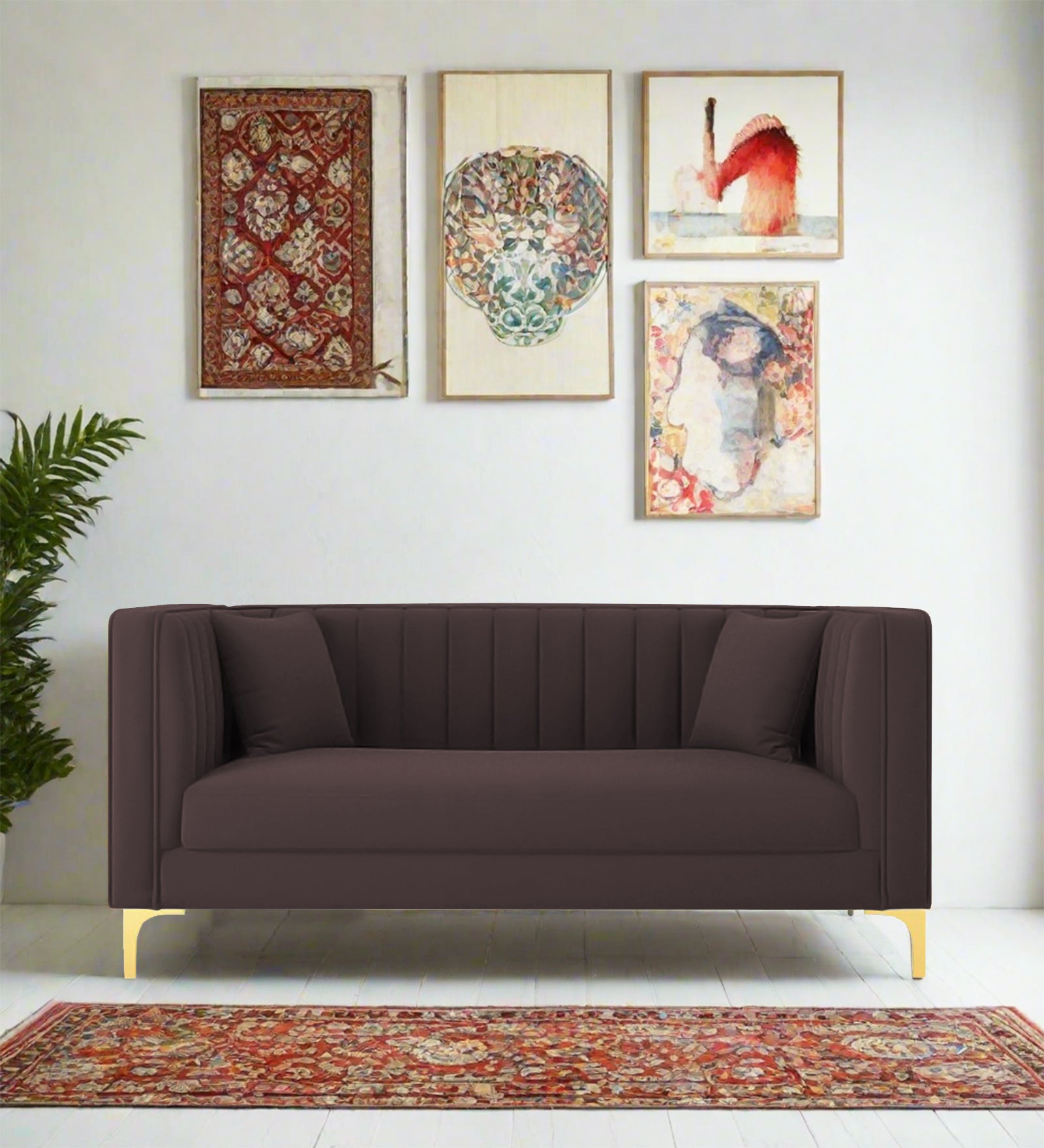 Saban Velvet 2 Seater Sofa in Mocha Brown Colour - Febonic Living