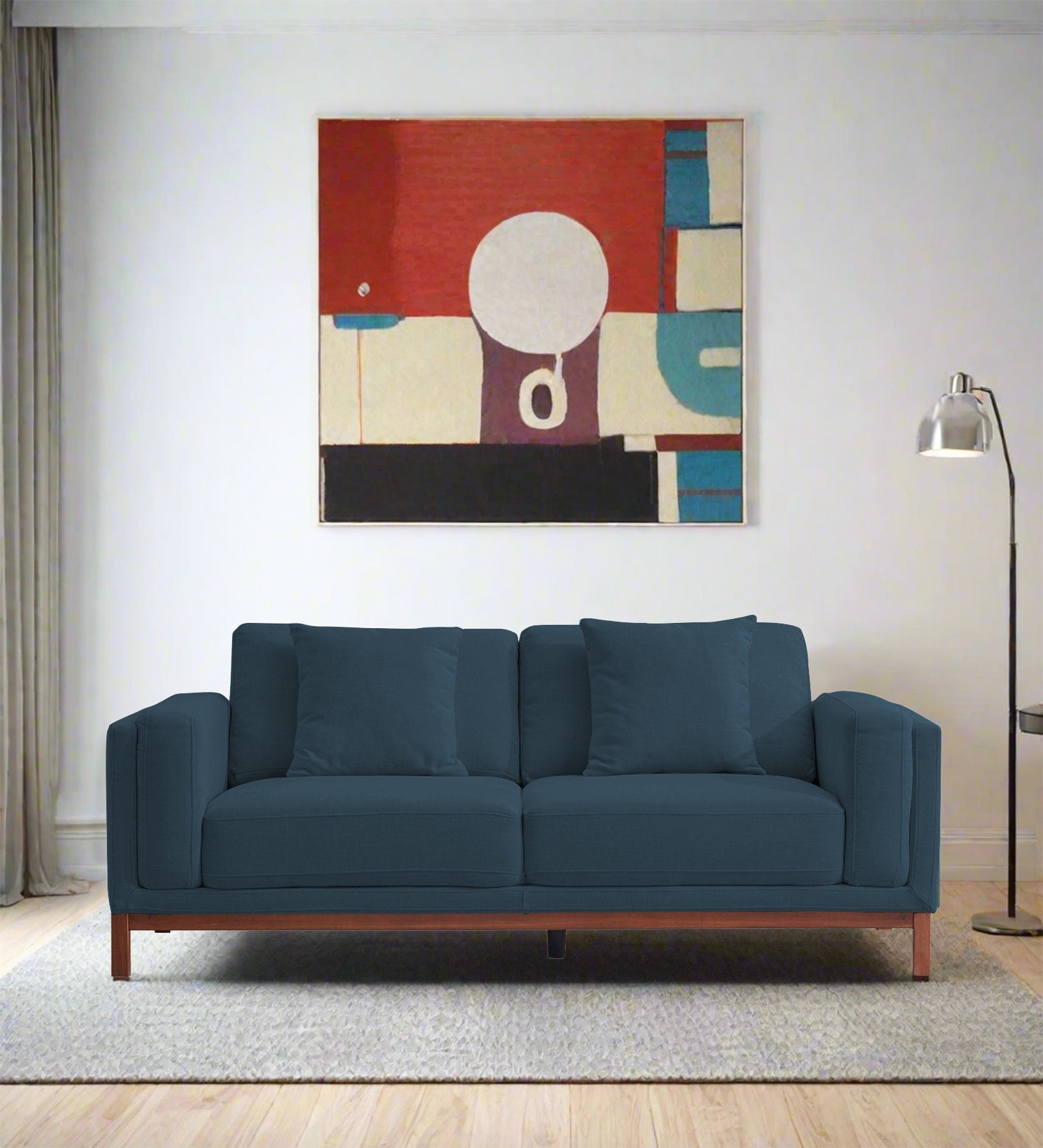 Borry Fabric 3 Seater Sofa in Cool Blue Colour - Febonic Living