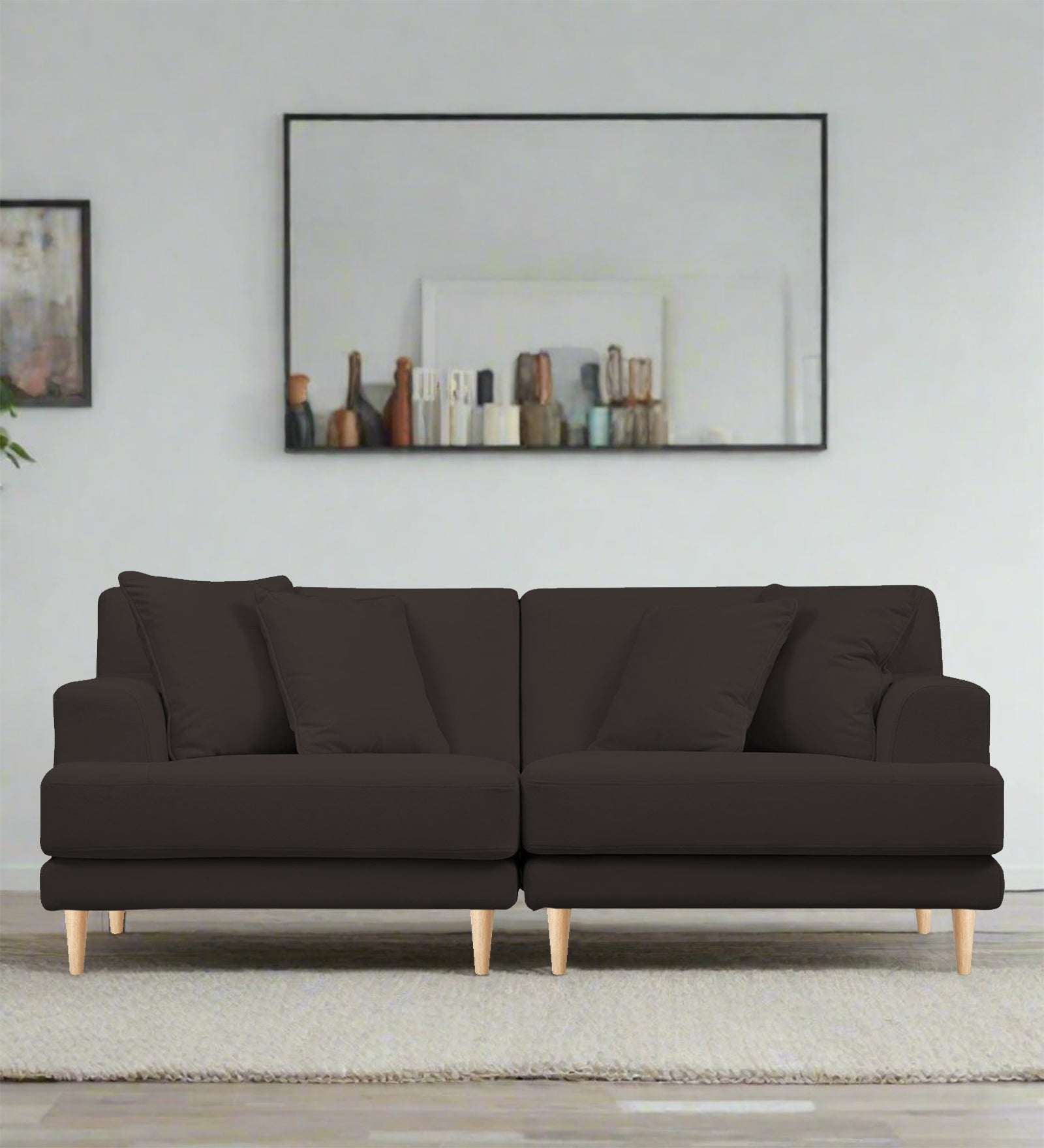 Woody Fabric 3 Seater Sofa in Coal Brown Colour