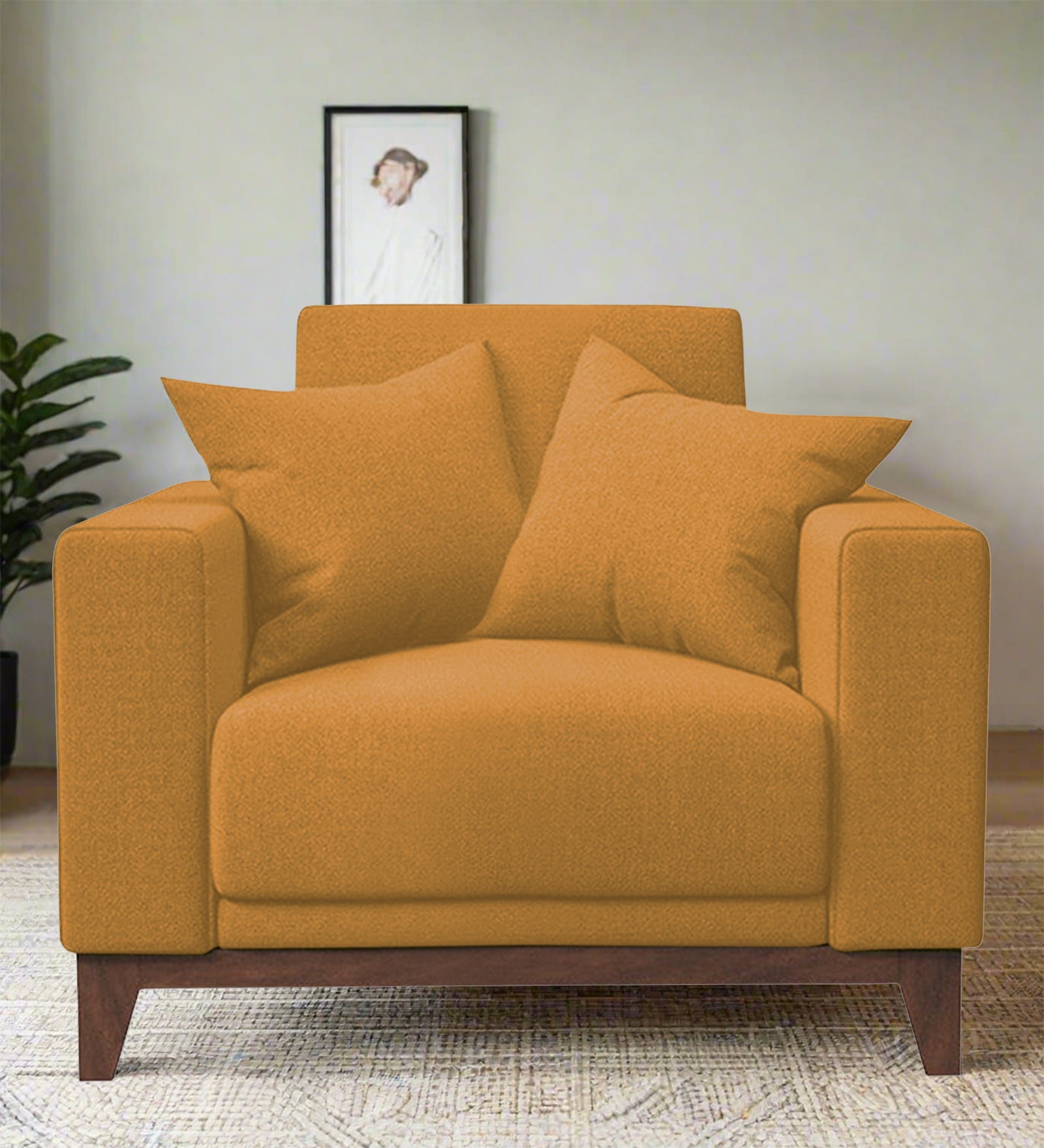 Luca Fabric 1 Seater Sofa in Corn Yellow Colour