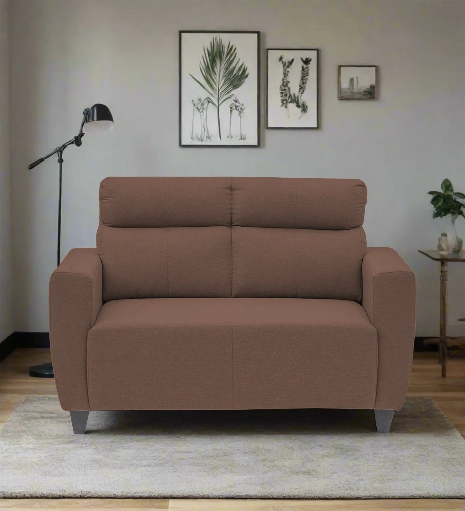 Burban Fabric 2 Seater Sofa In Latte Brown Colour Febonic Living