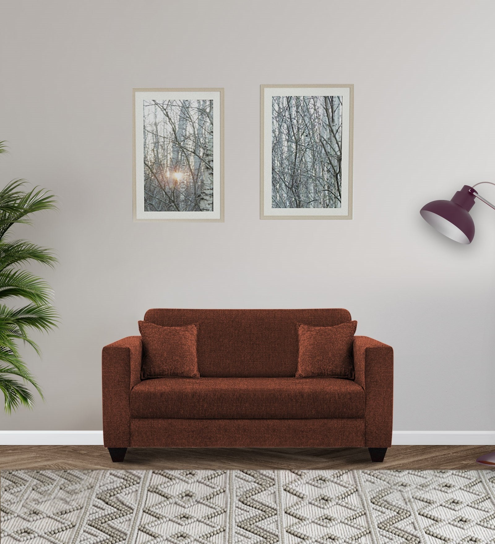 Nebula Fabric 2 Seater Sofa in Coffee Brown Colour