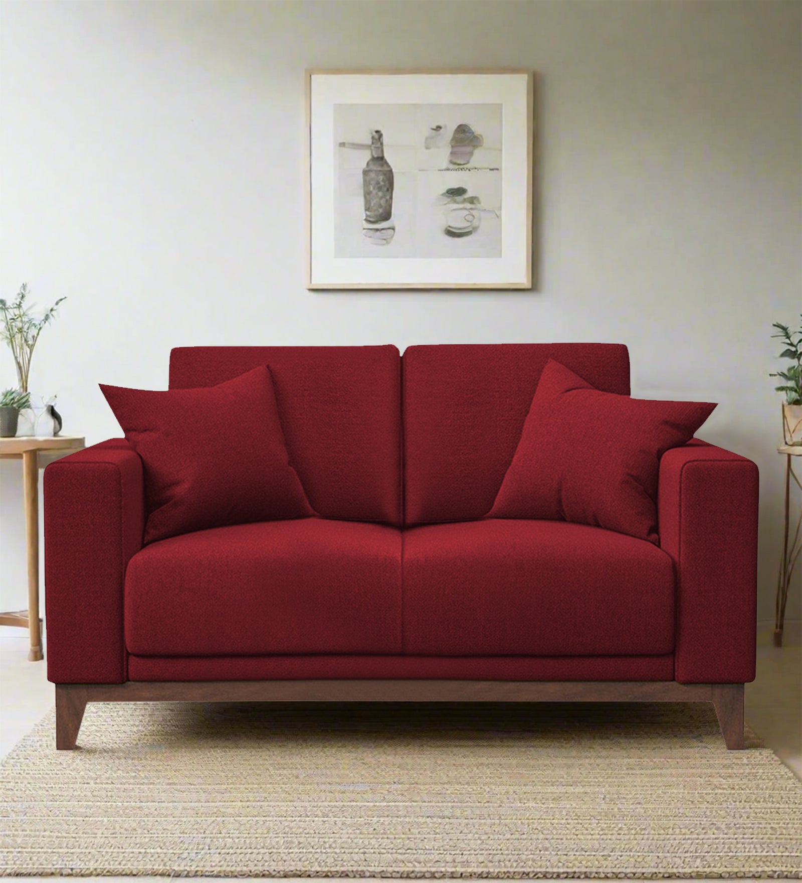 Luca Fabric 2 Seater Sofa in Chilli Red Colour