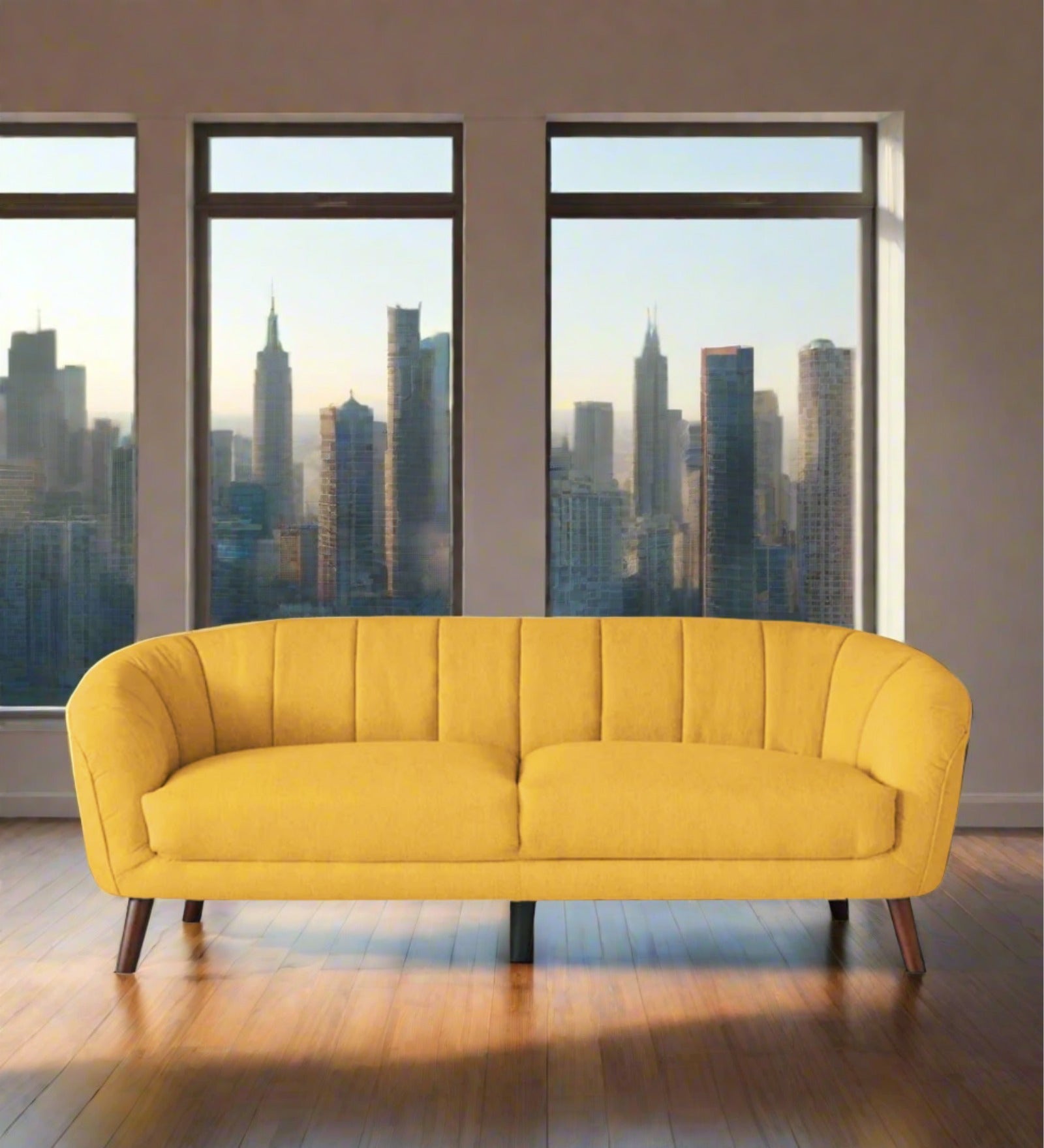 Benjamin Fabric 3 Seater Sofa in Bold Yellow Colour