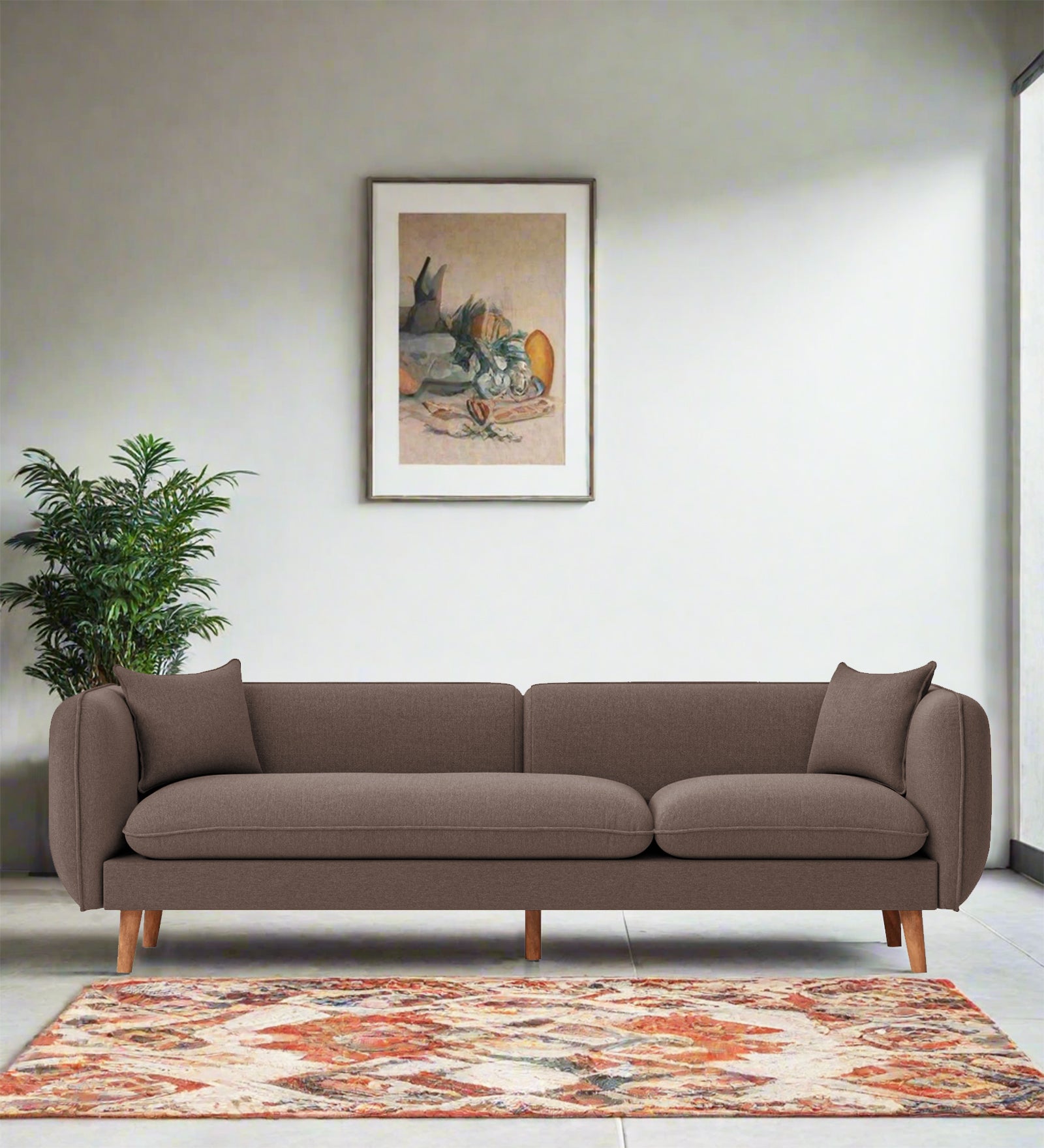 Reva Fabric 3 Seater Sofa In Ginger Brown Colour