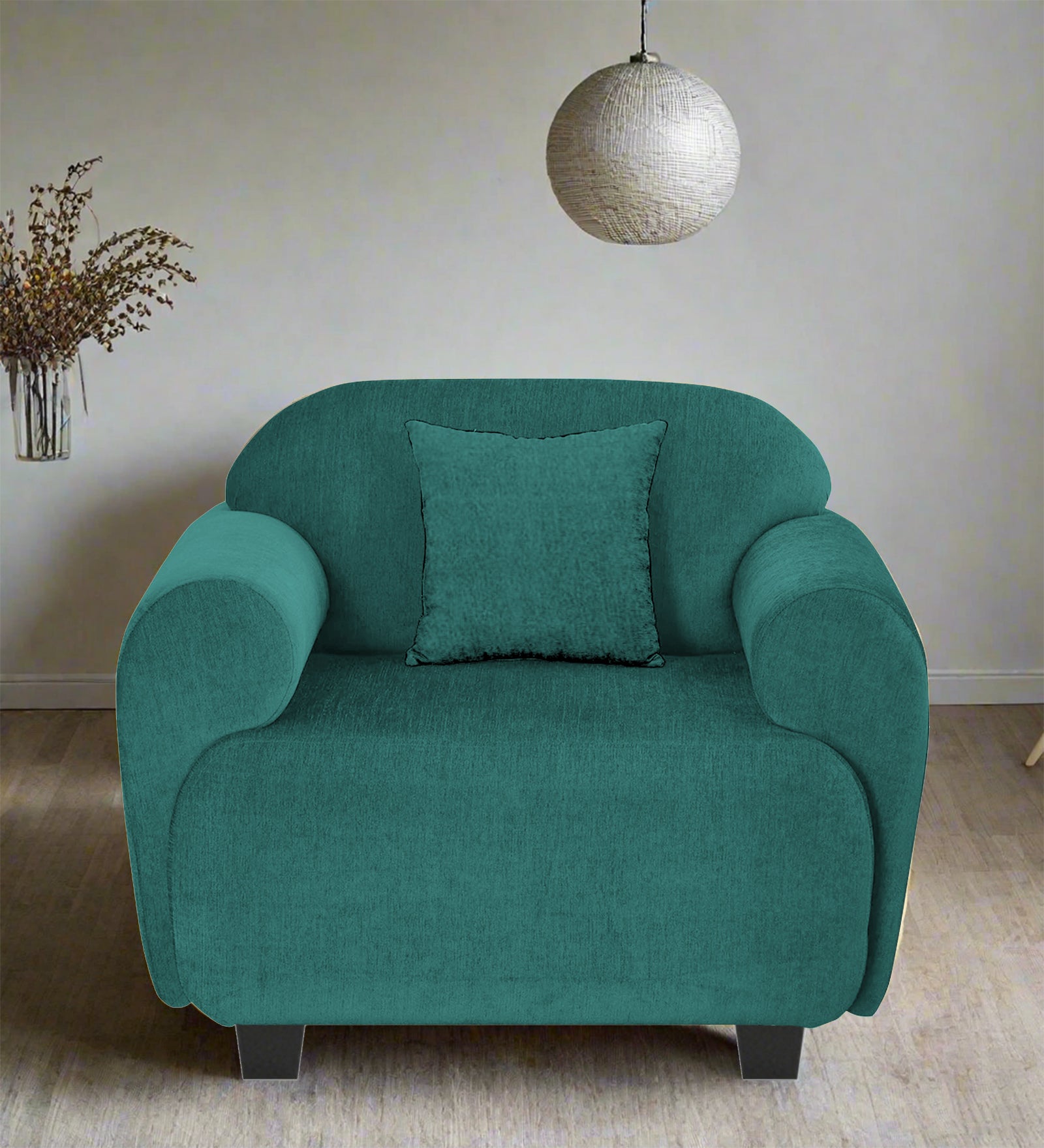 Apollo Fabric 1 Seater Sofa Sea Green Colour - Febonic Living