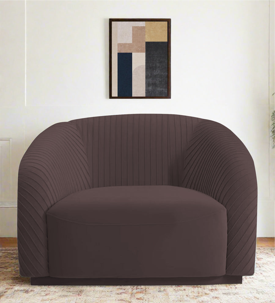 Yara  1 Seater Velvet Fabric Sofa - Mocha Brown by Febonic Living