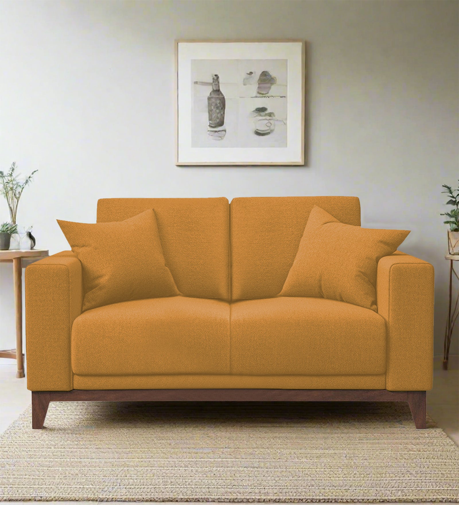 Luca Fabric 2 Seater Sofa in Corn Yellow Colour