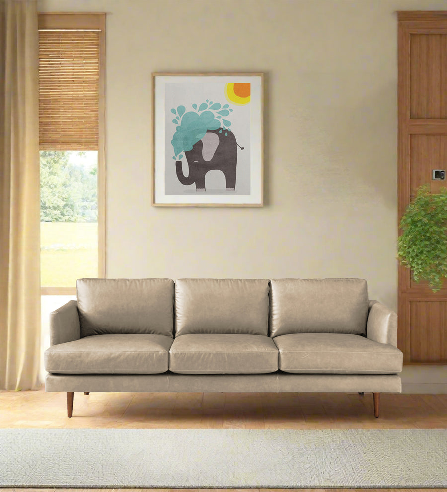 Sterio 3 Seater Leatherette Sofa - Tan Beige by Febonic Living