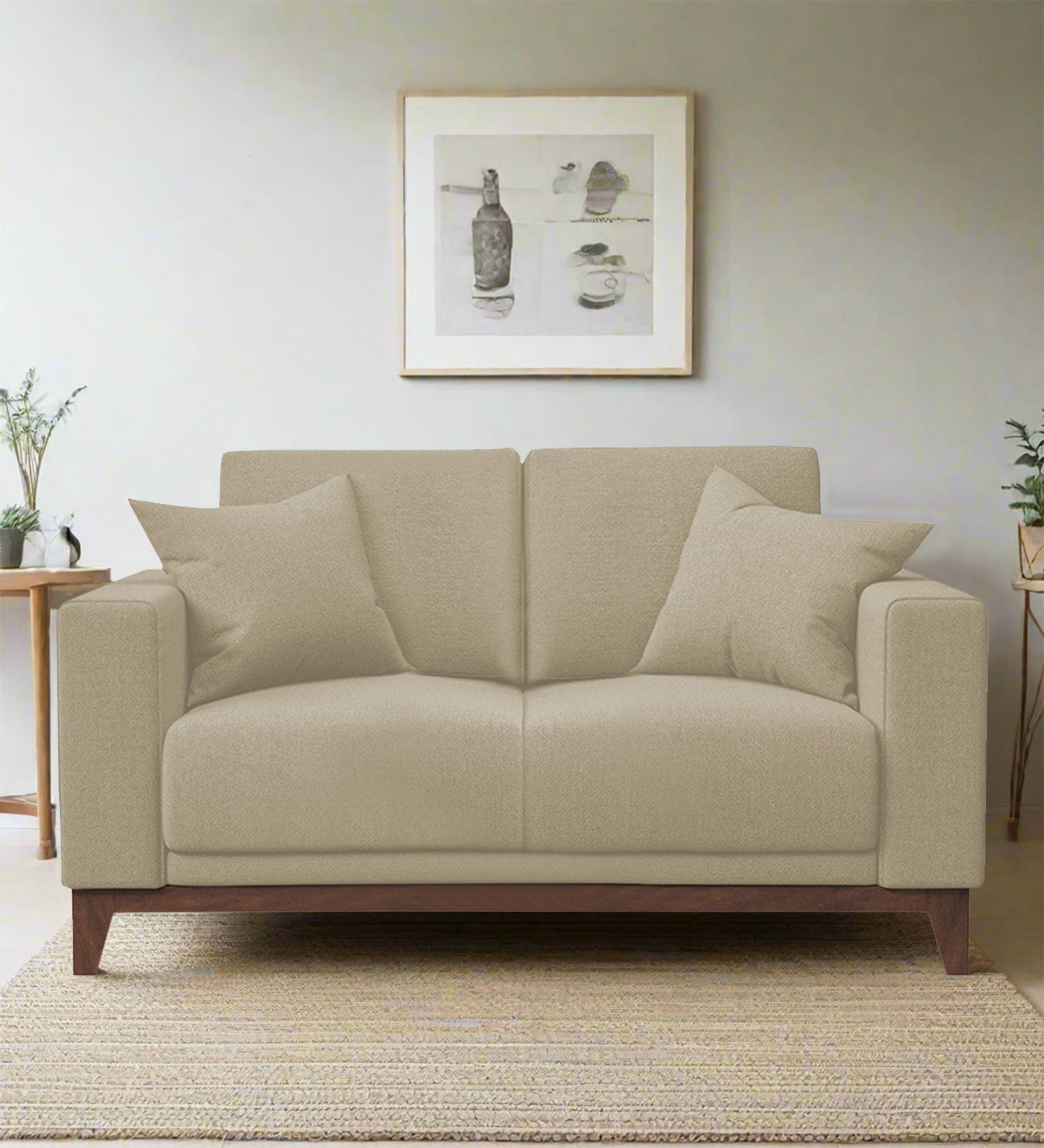 Luca Fabric 2 Seater Sofa in Honey Beige Colour