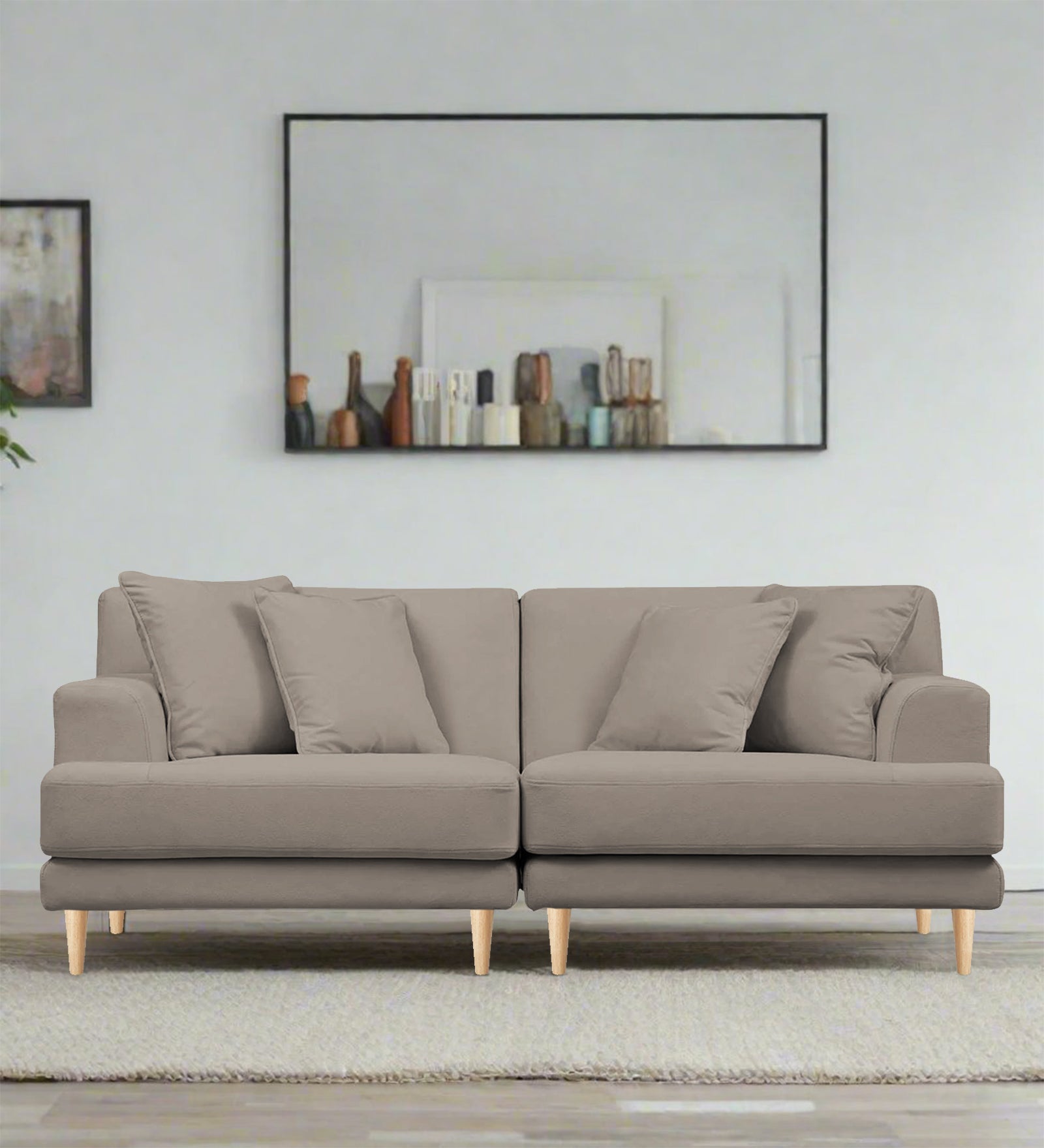 Woody Fabric 3 Seater Sofa in Oat Beige Colour