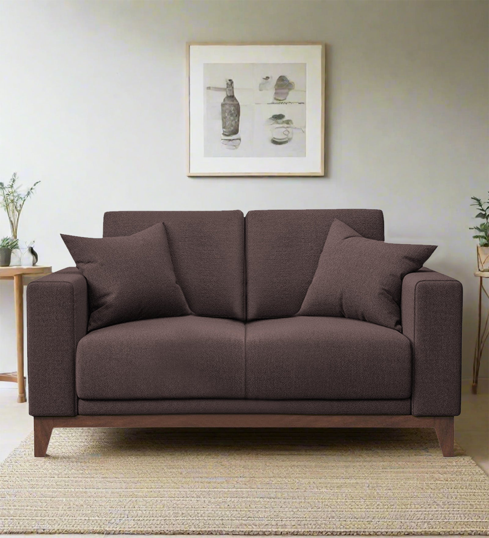 Luca Fabric 2 Seater Sofa in Night Brown Colour