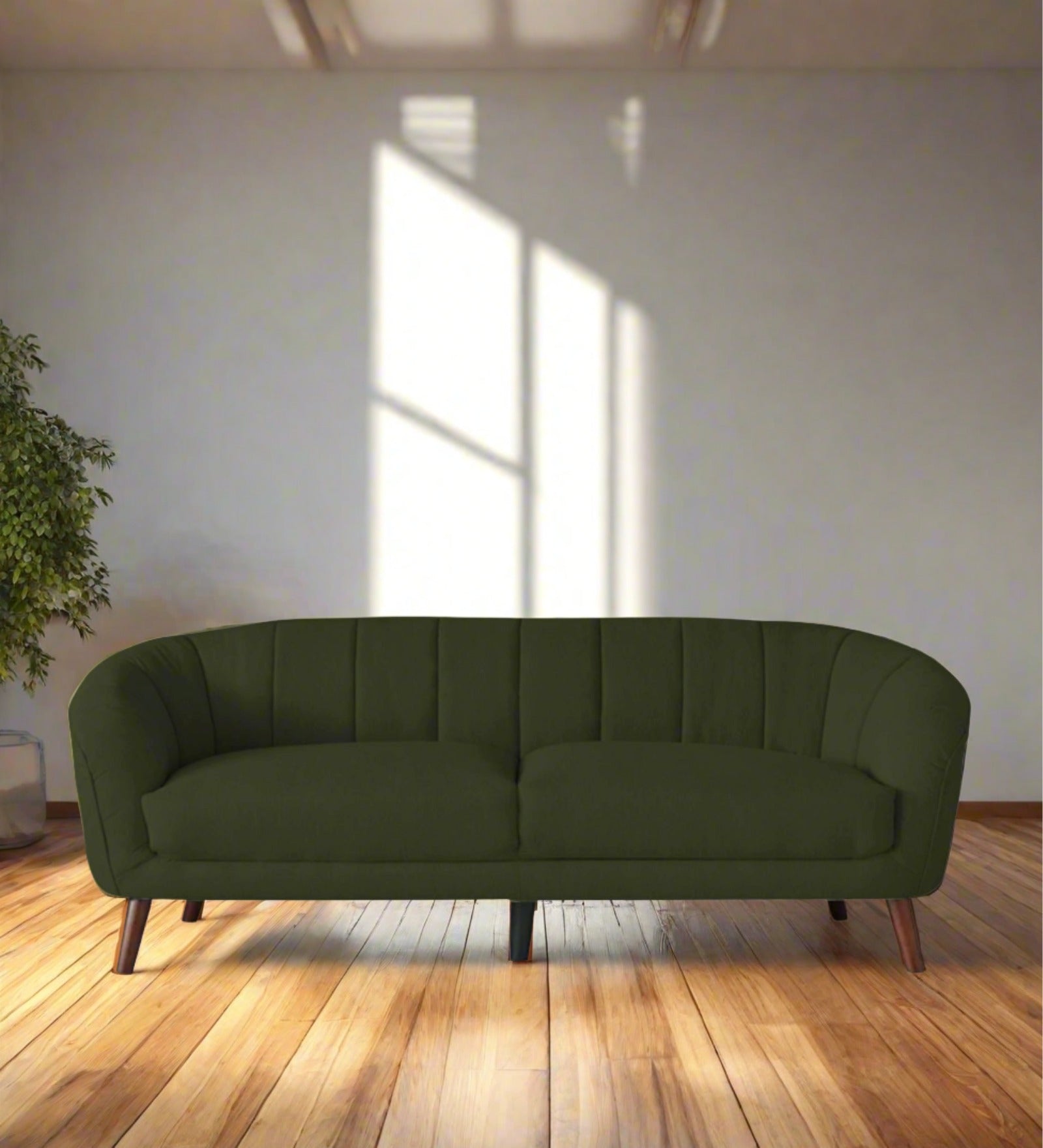 Benjamin Fabric 3 Seater Sofa in Olive Green Colour