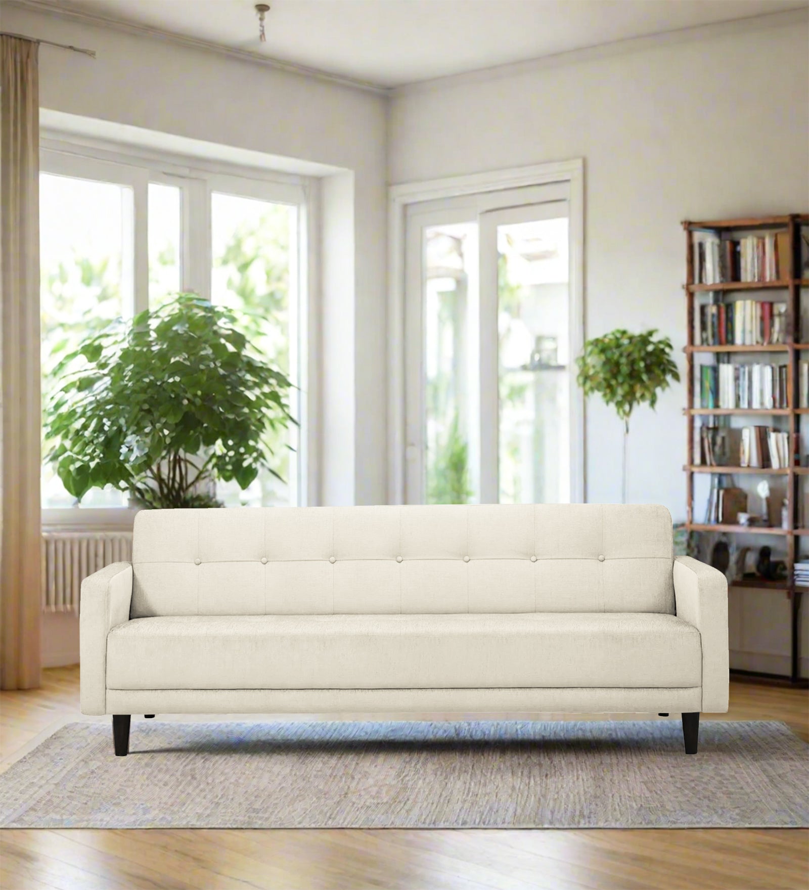 Noha Fabric 3 Seater Sofa In Ivory Cream Colour