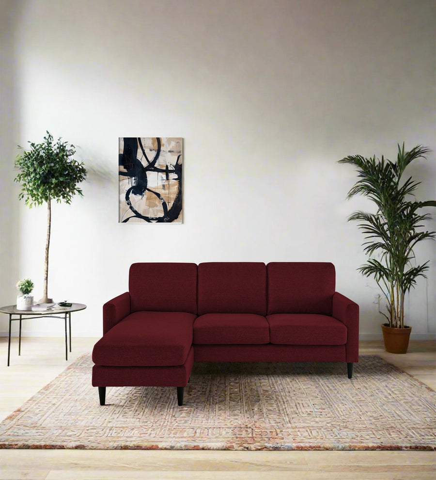 Romie  RHS  (2+Lounger) Fabric Sectional Sofa - Blood Maroon by Febonic Living