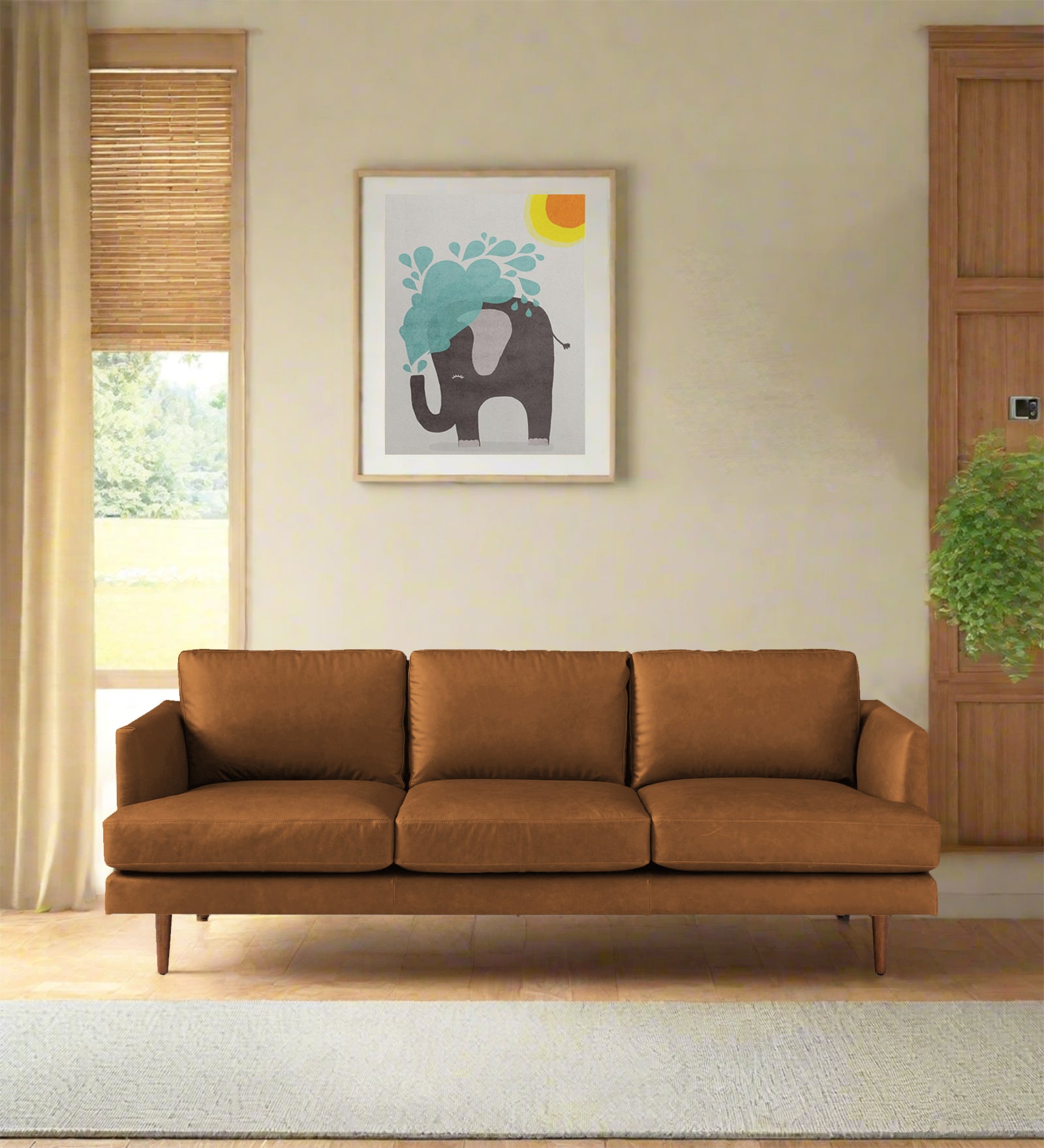 Sterio Leatherette 3 Seater Sofa in Cinnamon Brown Colour