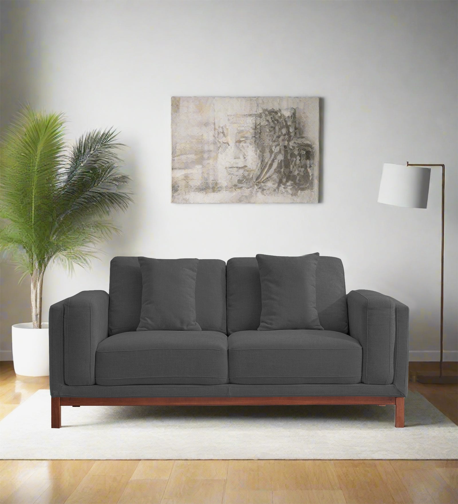 Borry Fabric 2 Seater Sofa in Stone Grey Colour - Febonic Living