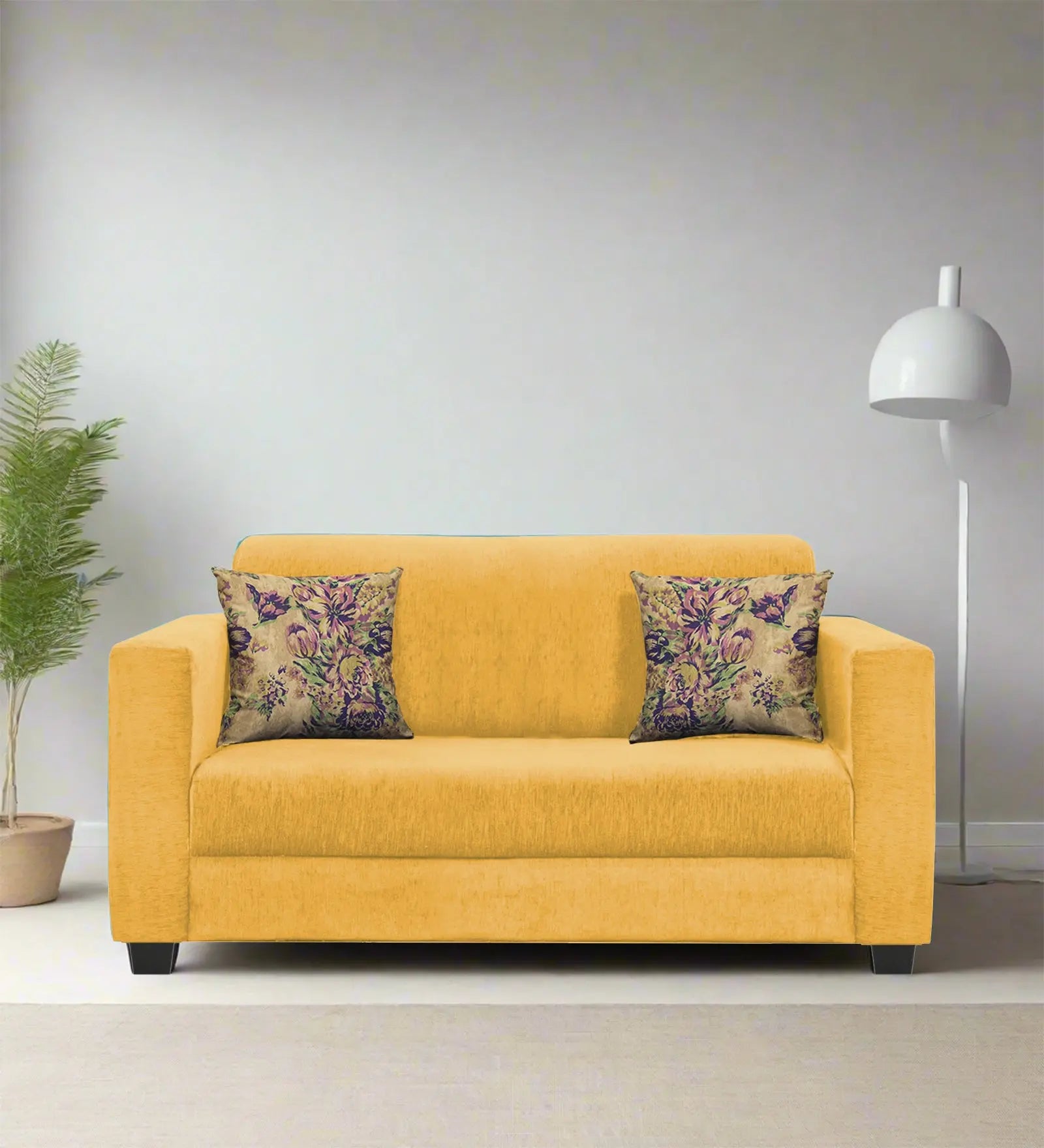 Lipu Fabric 2 Seater Sofa In Bold Yellow Colour Febonic Living