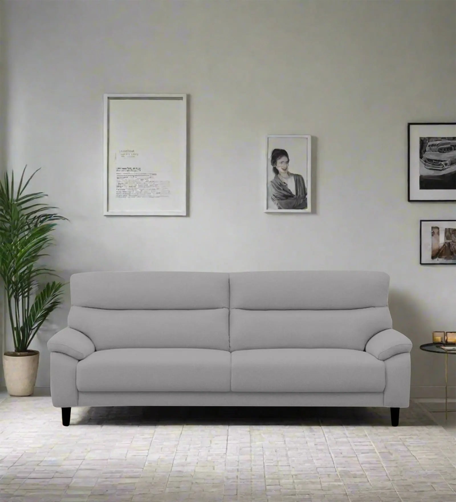 Zibby Fabric 3 Seater Sofa In Dim Grey Colour Febonic Living