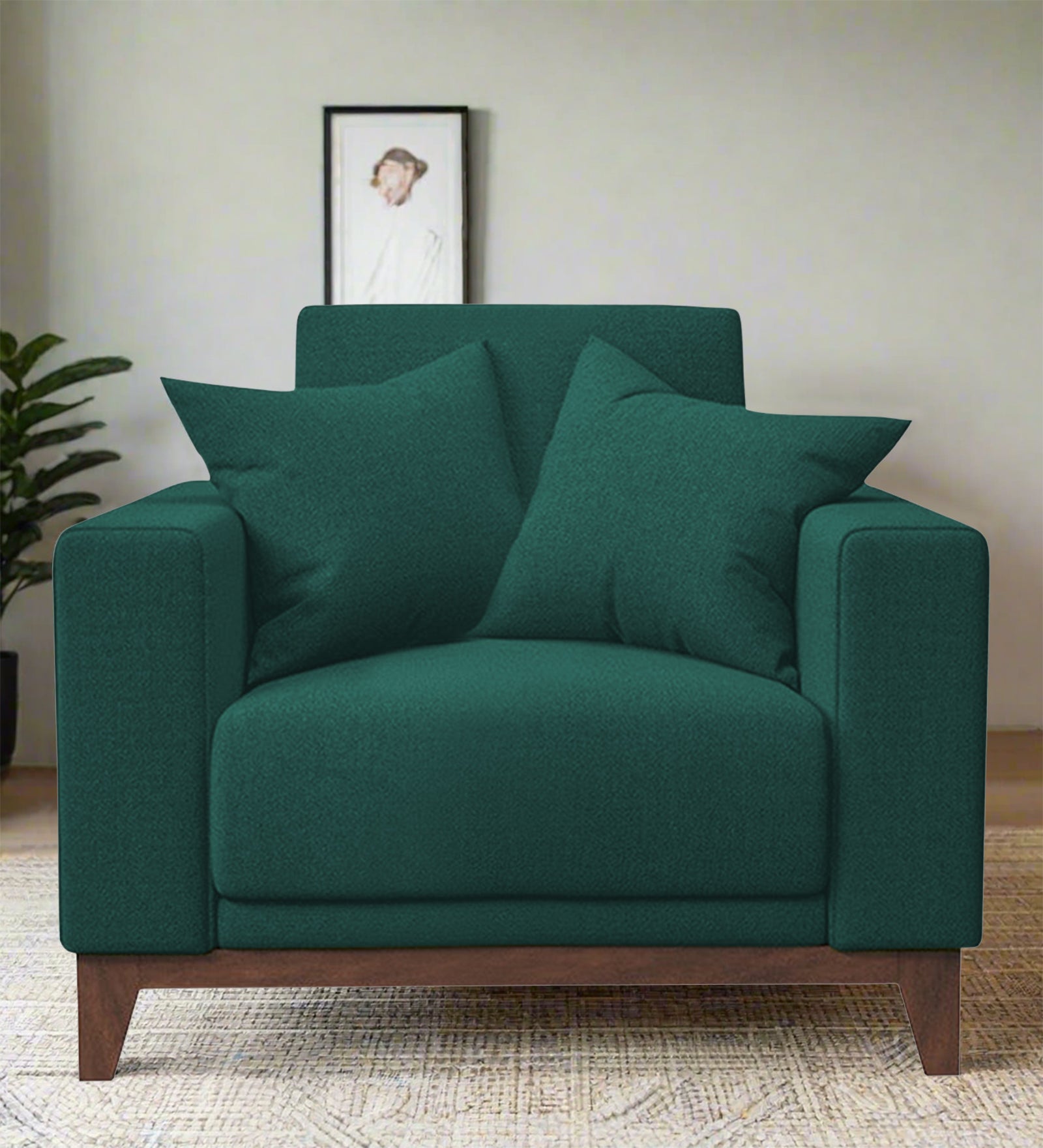 Luca Fabric 1 Seater Sofa in Sage Green Colour