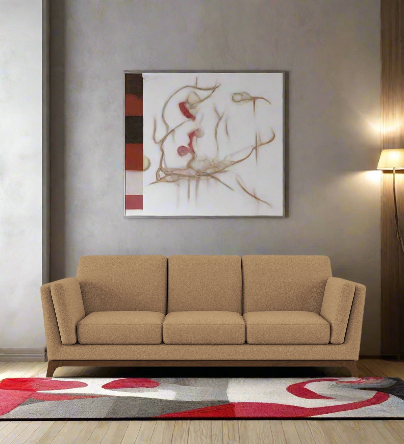 Candy Fabric 3 Seater Sofa In Copper Brown Colour