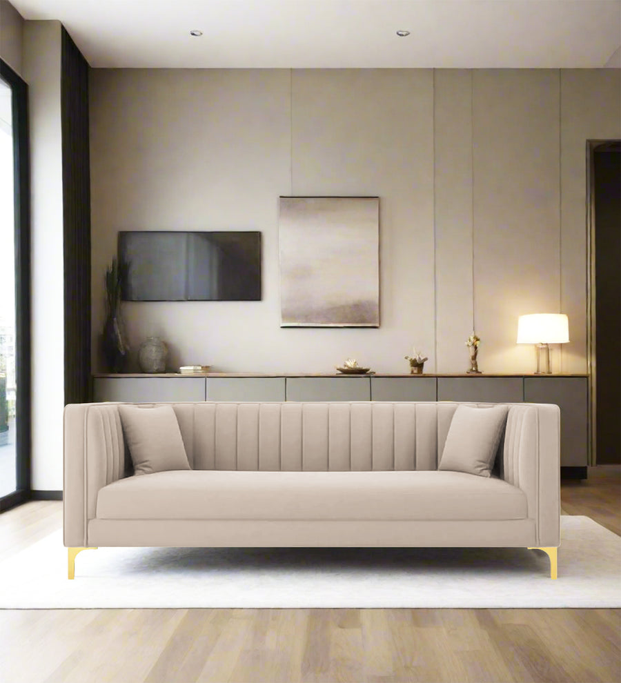 Saban 3 Seater Velvet Sofa - Camel Beige by Febonic Living