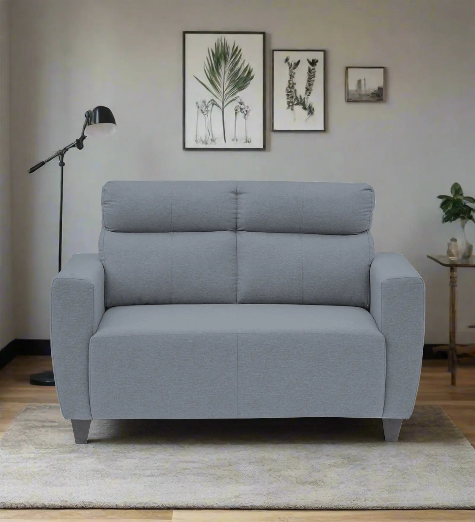 Burban Fabric 2 Seater Sofa In Winter Grey Colour Febonic Living