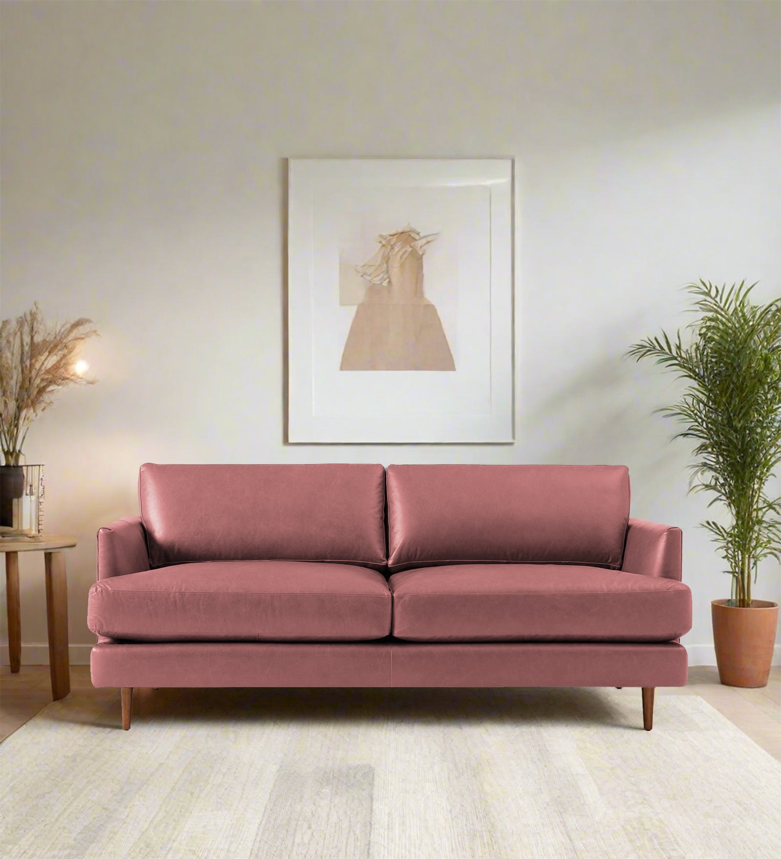 Sterio Leatherette 2 Seater Sofa In Light Pink Colour - Febonic Living