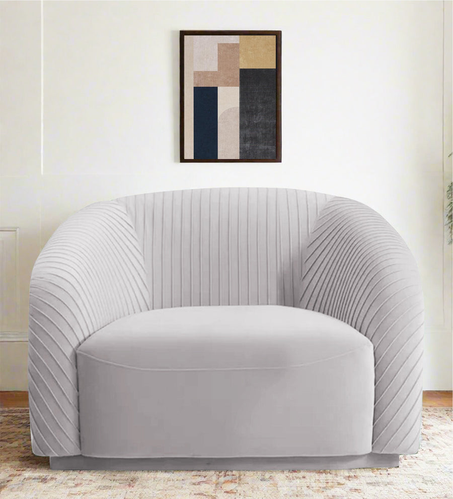 Yara  1 Seater Velvet Fabric Sofa - Concrete Grey by Febonic Living