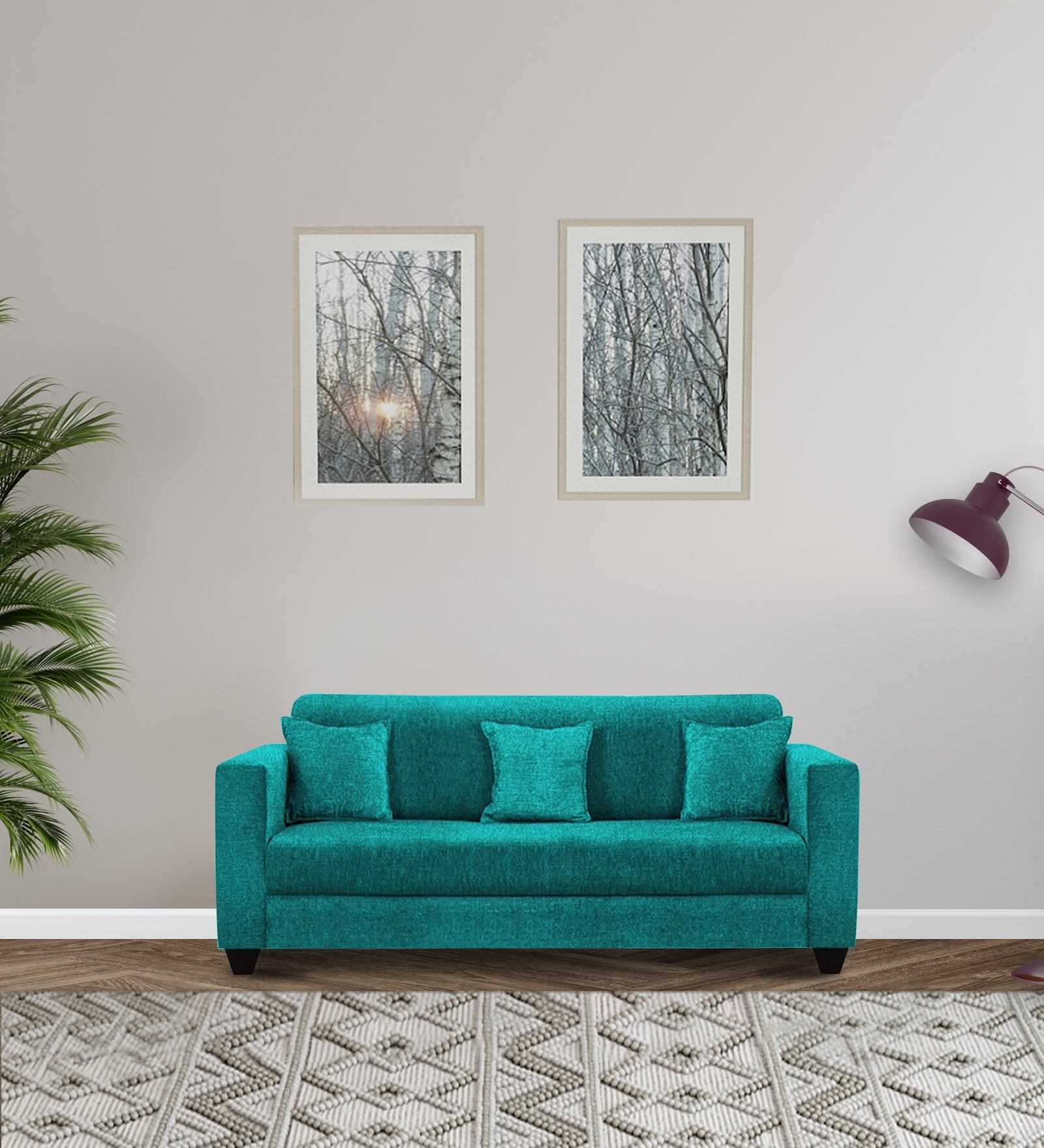 Nebula Fabric 3 Seater Sofa in Sea Green Colour
