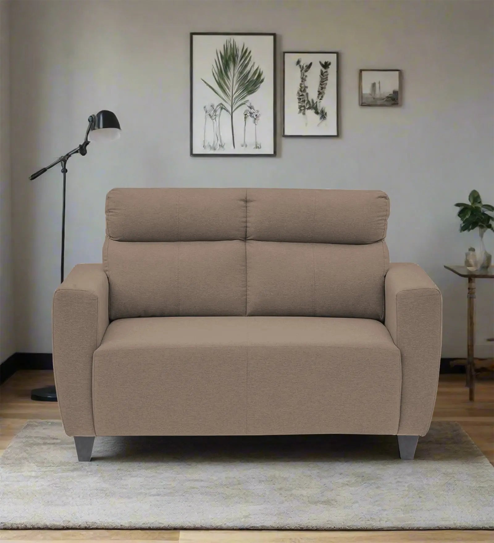 Burban Fabric 2 Seater Sofa In Nut Beige Colour Febonic Living
