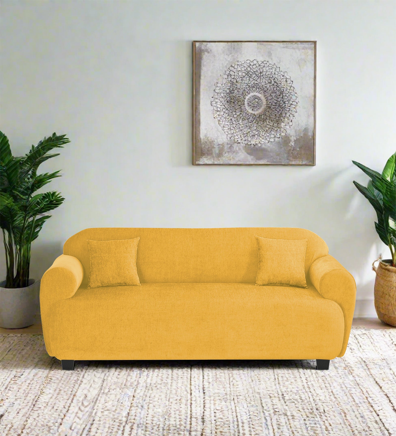 Apollo Fabric 3 Seater Sofa In  Bold Yellow Colour - Febonic Living