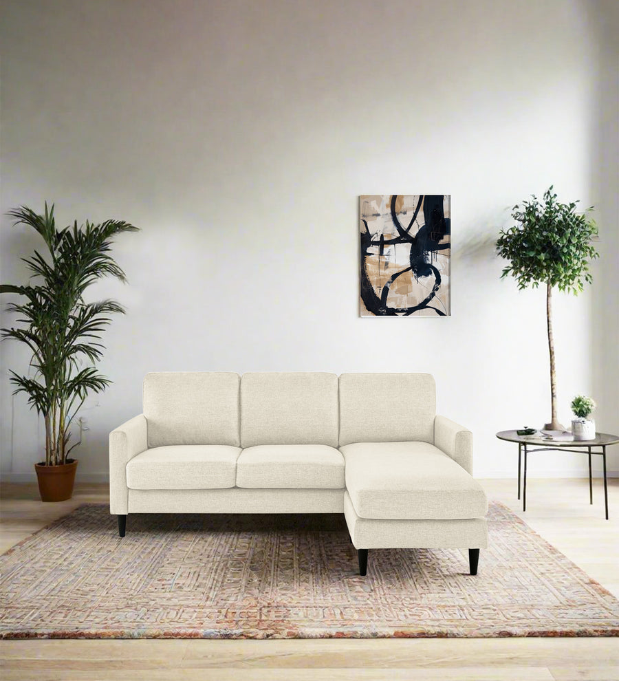 Romie  LHS  (2+Lounger) Fabric Sectional Sofa - Ivory Cream by Febonic Living