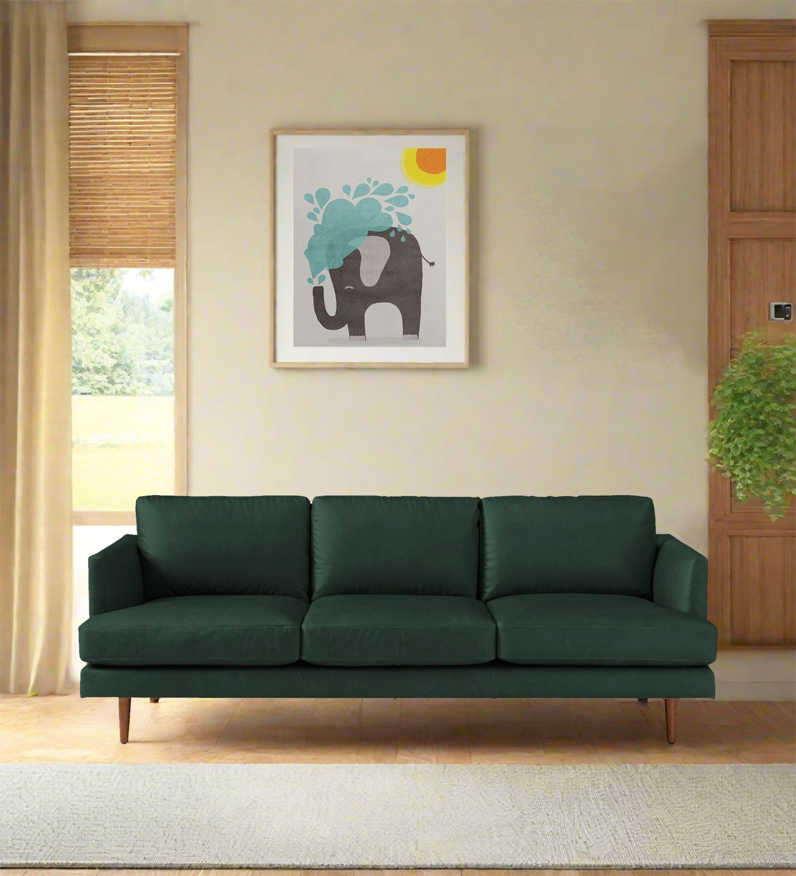 Sterio Leatherette 3 Seater Sofa in Basil Green Colour