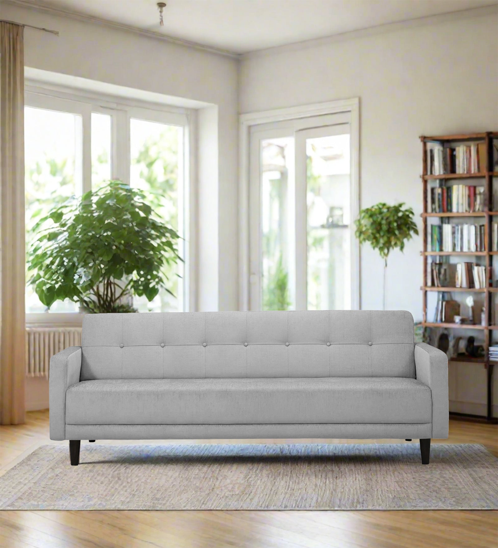 Noha Fabric 3 Seater Sofa In Lit Grey Colour