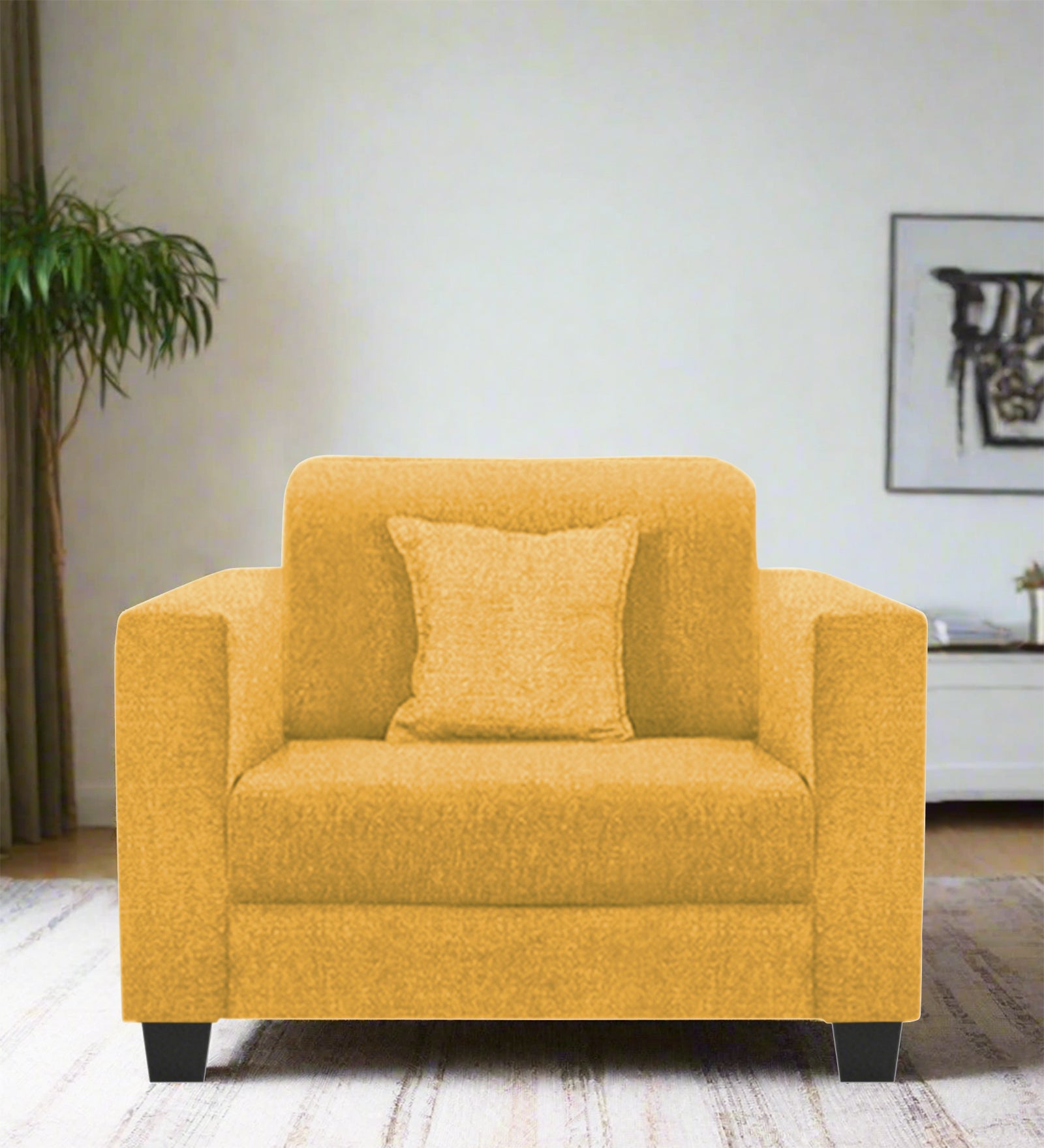 Nebula Fabric 1 Seater Sofa In  Bold Yellow Colour - Febonic Living