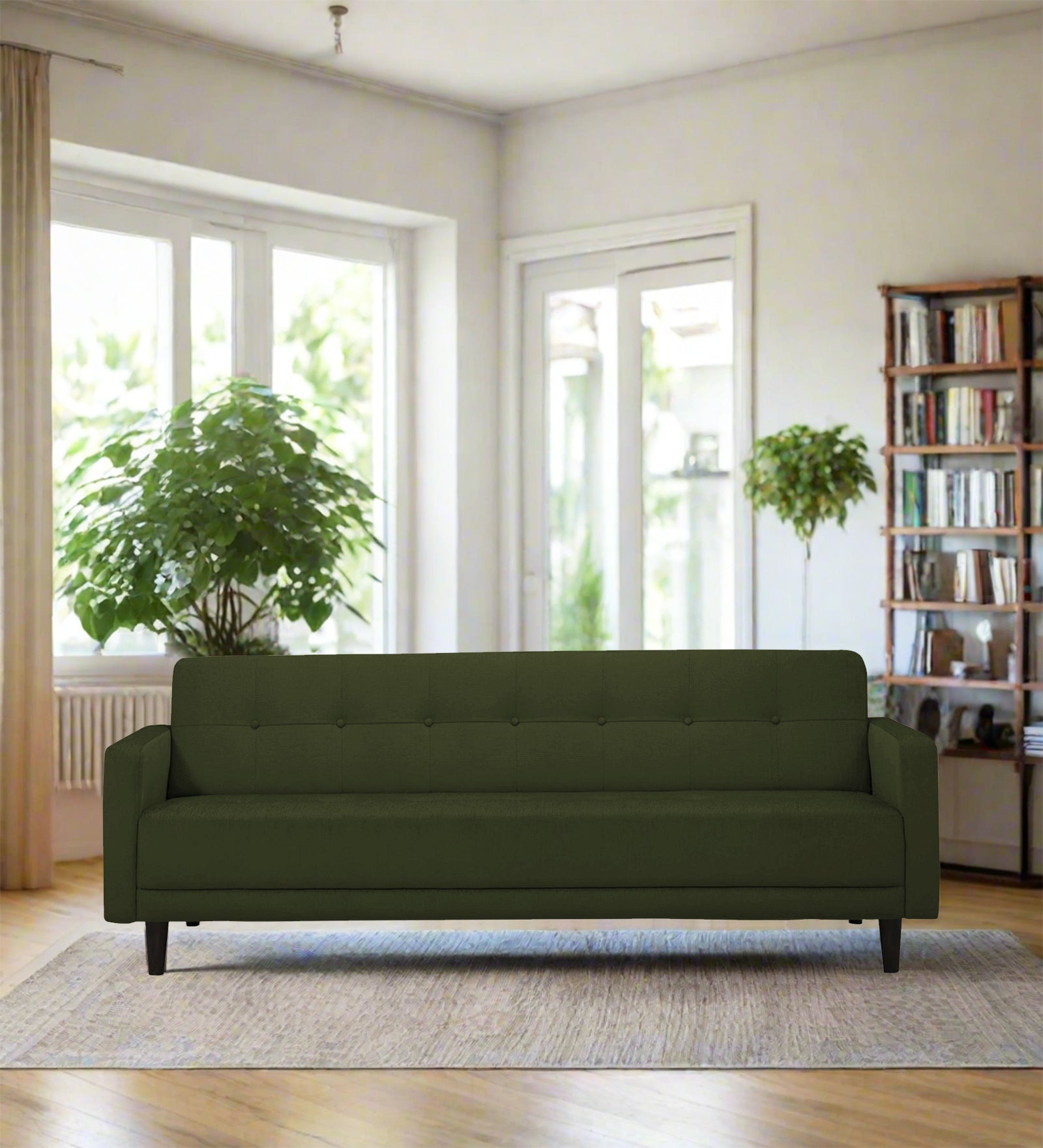 Noha Fabric 3 Seater Sofa In Olive Green Colour