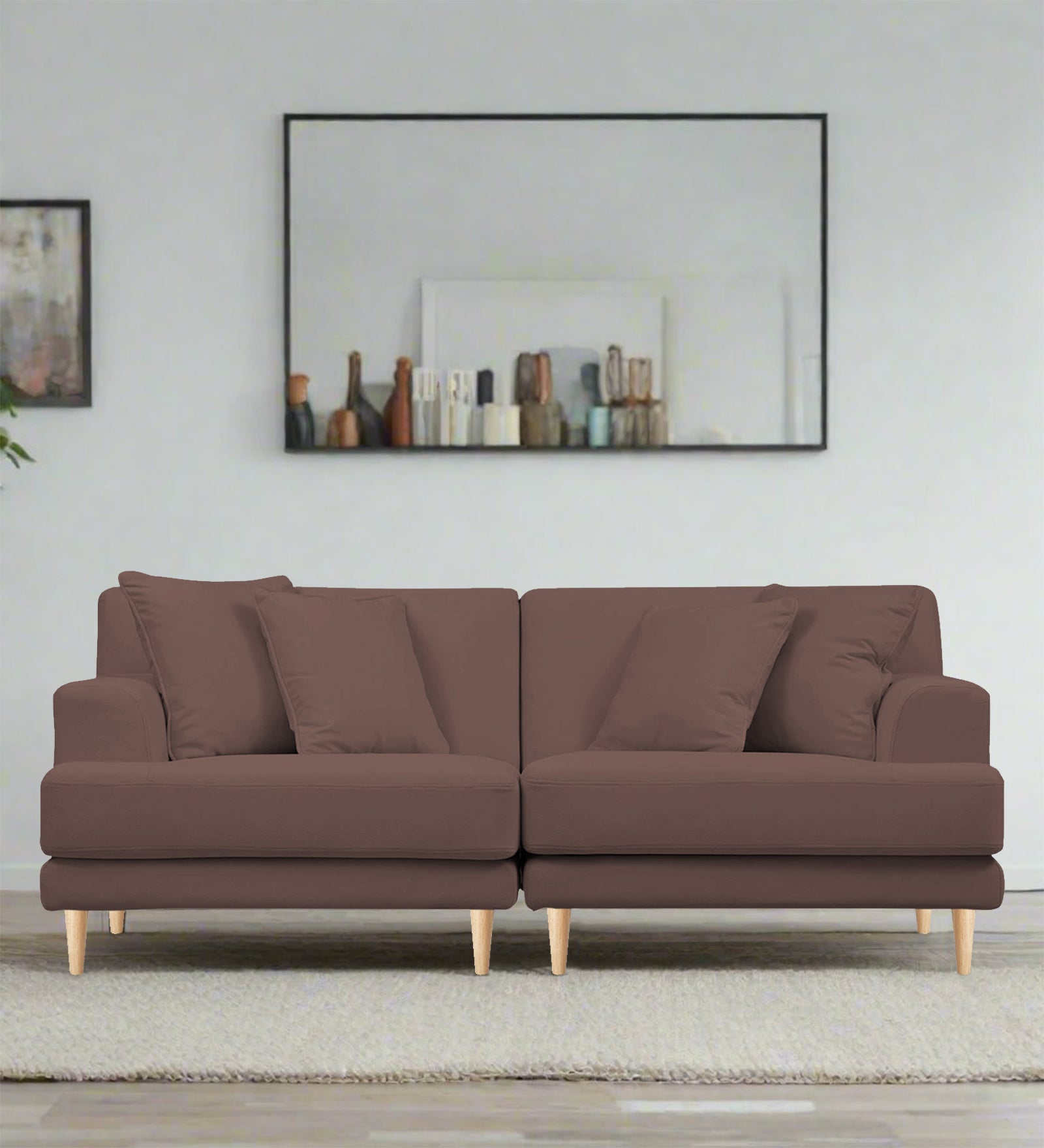 Woody Fabric 3 Seater Sofa in Berry Wine Colour