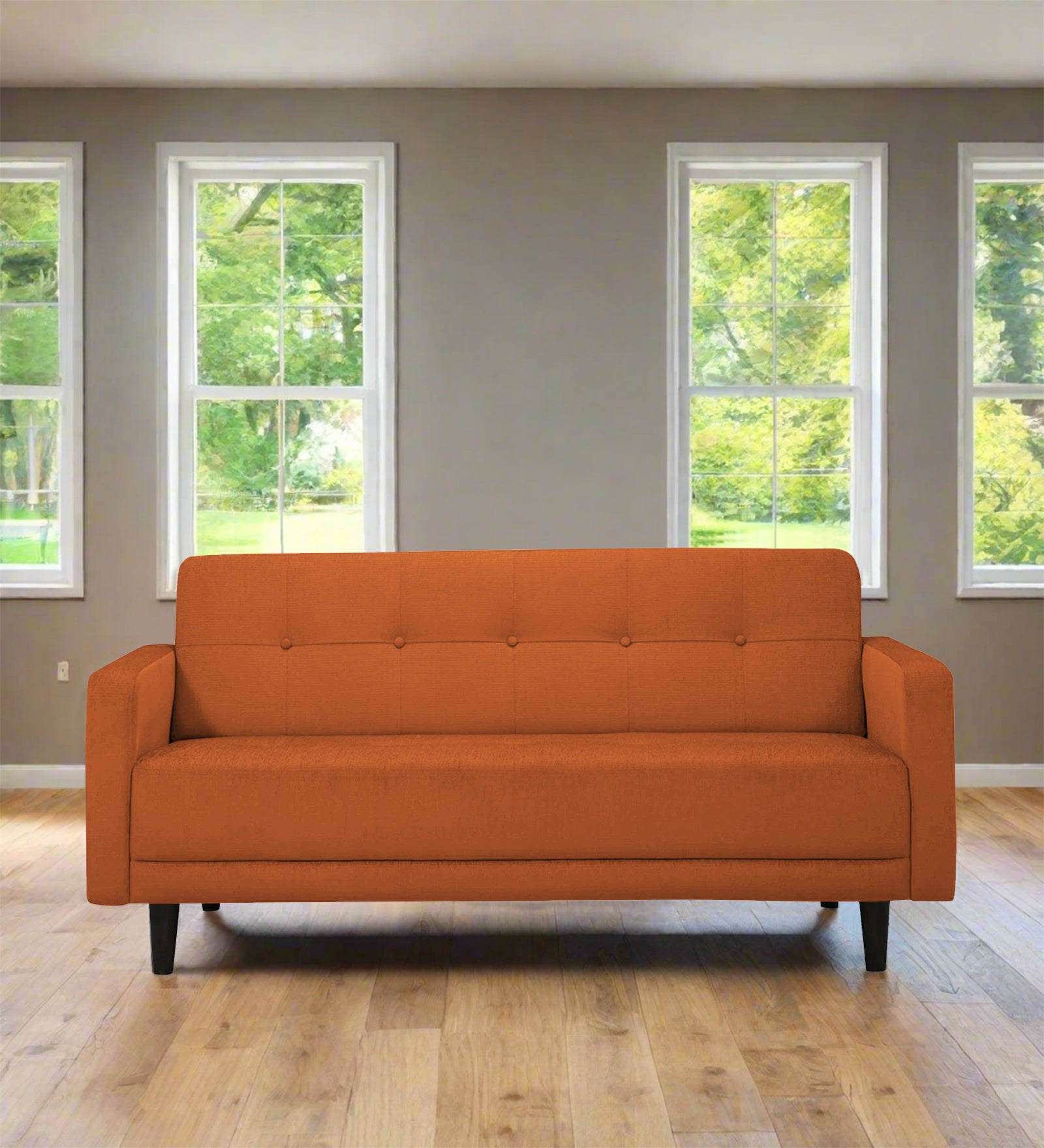 Noha Fabric 2 Seater Sofa in Vivid Orange Colour