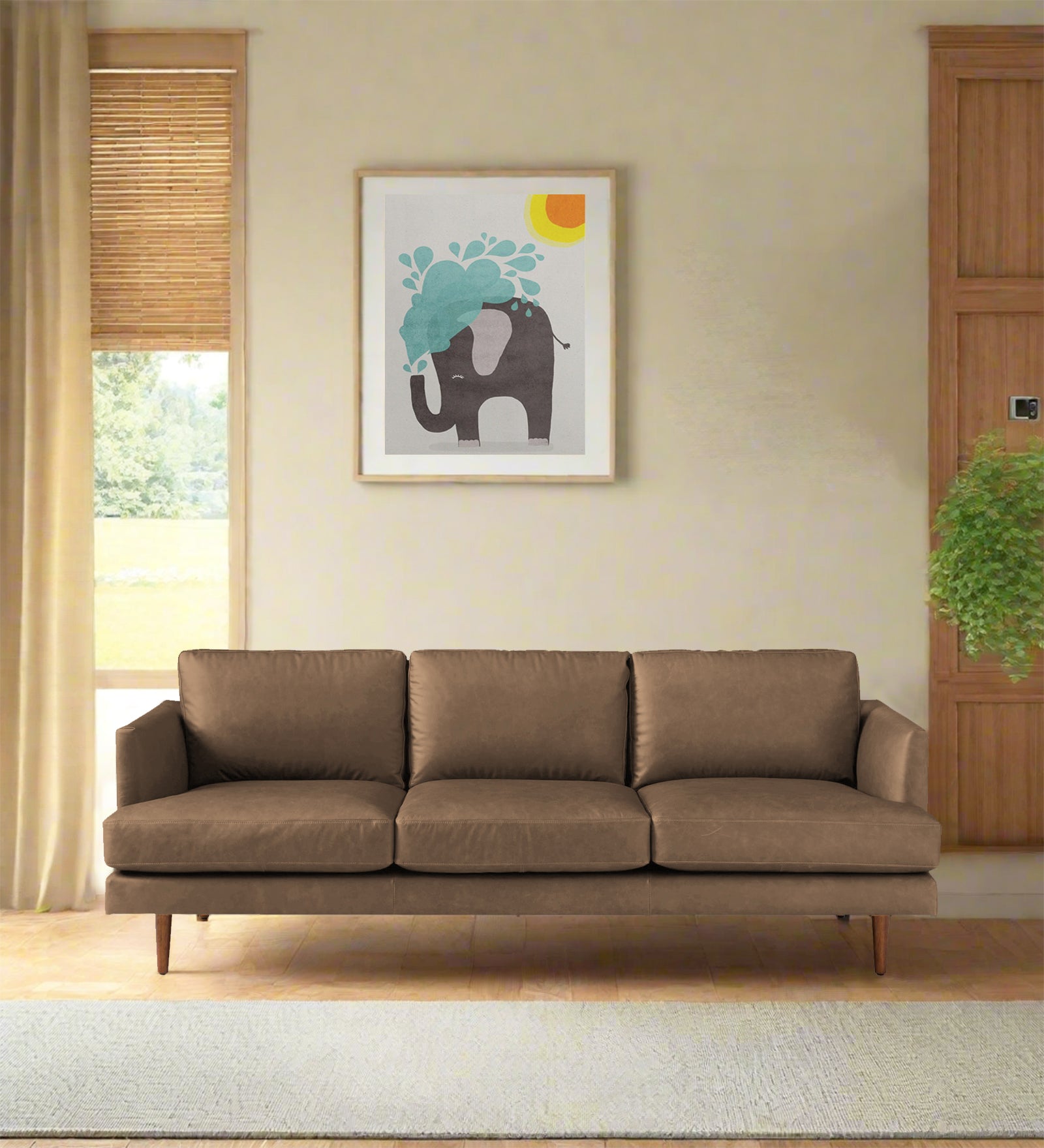 Sterio Leatherette 3 Seater Sofa in Husky Brown Colour