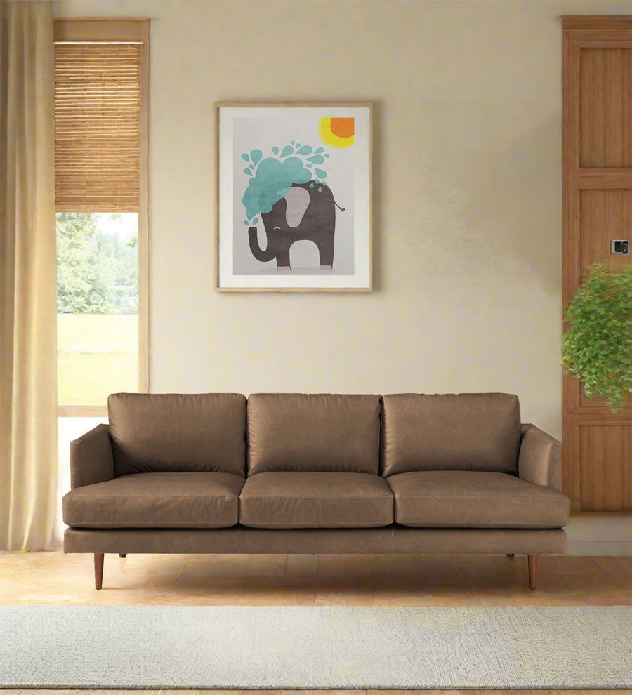 Sterio 3 Seater Leatherette Sofa - Husky Brown by Febonic Living